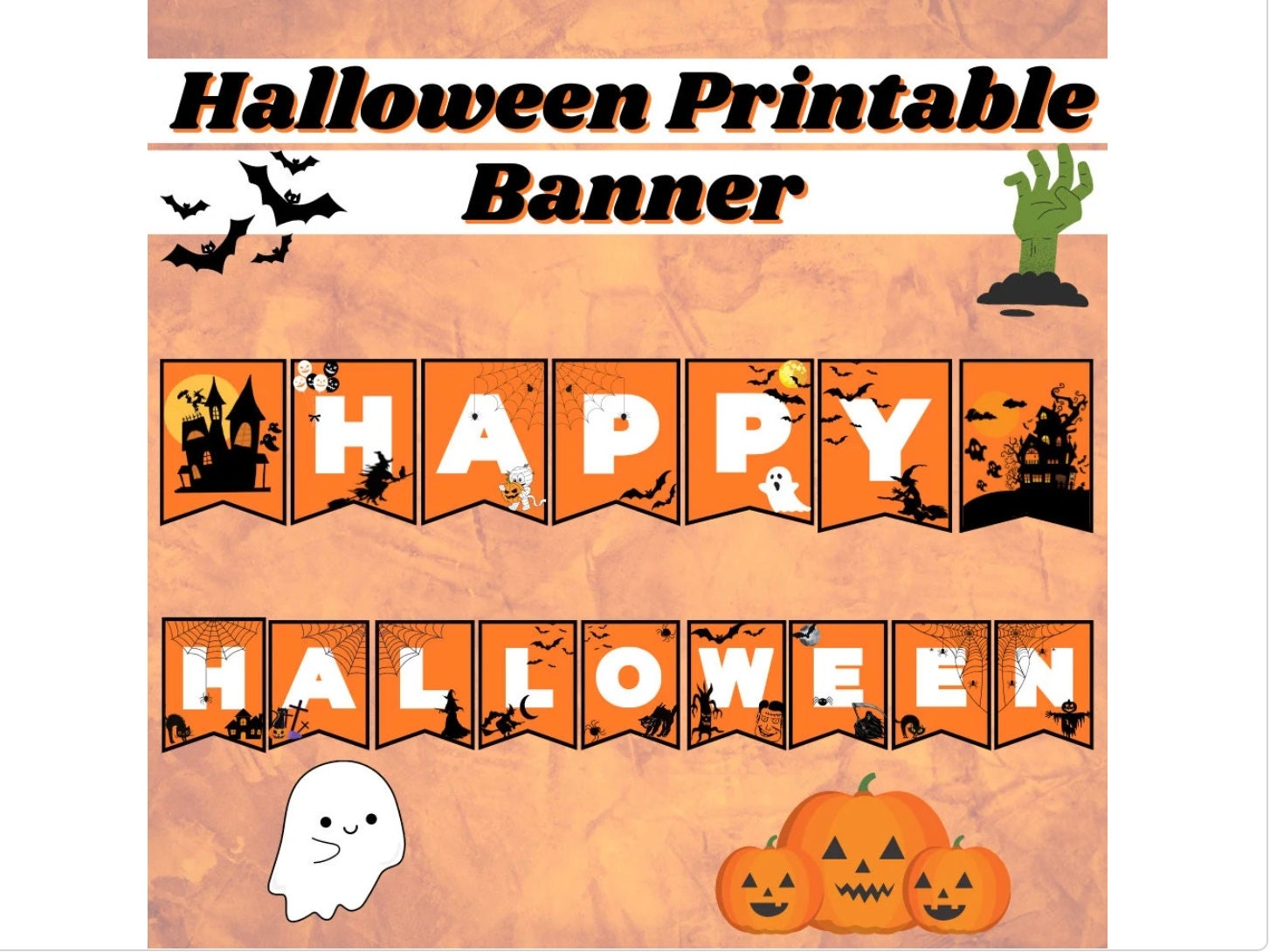 Happy Halloween Banner Printable Halloween Banner Etsy