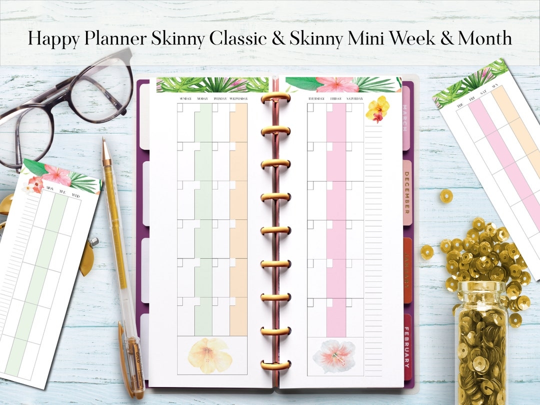 Happy Planner Skinny Mini Happy Planner Skinny Classic Half Sheet Monthly Inserts Weekly Inserts Tropical Layout Hp Planner Printable Etsy
