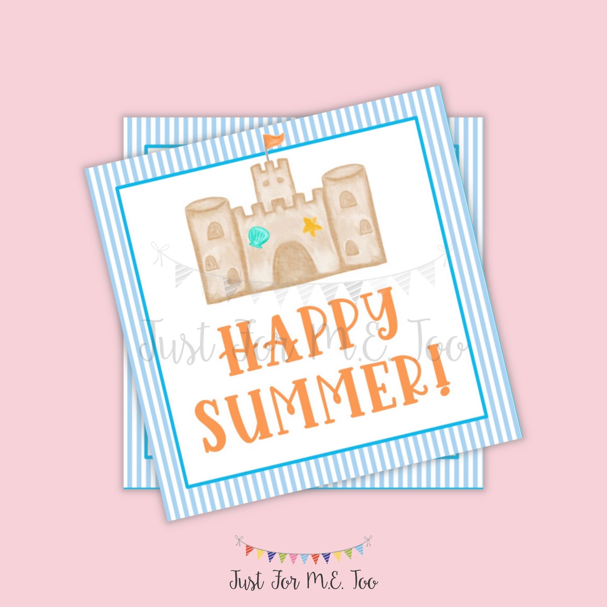 Happy Summer Printable Tags Beach Tag Instant Download Summer Tags Sandcastle Tags Summer Pool Party Summer Gift Tag