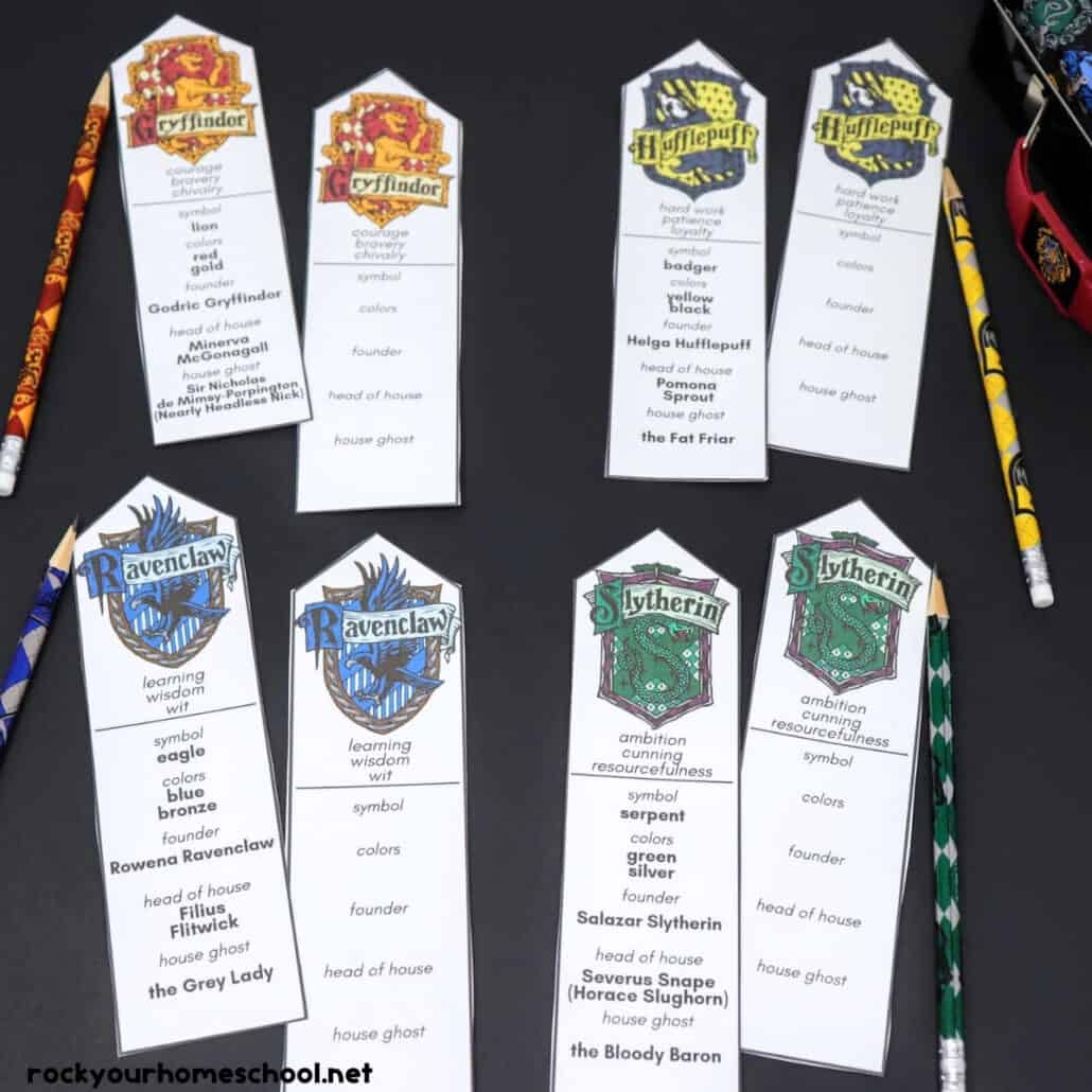 Harry Potter Bookmarks With Hogwarts Houses Free Printable 