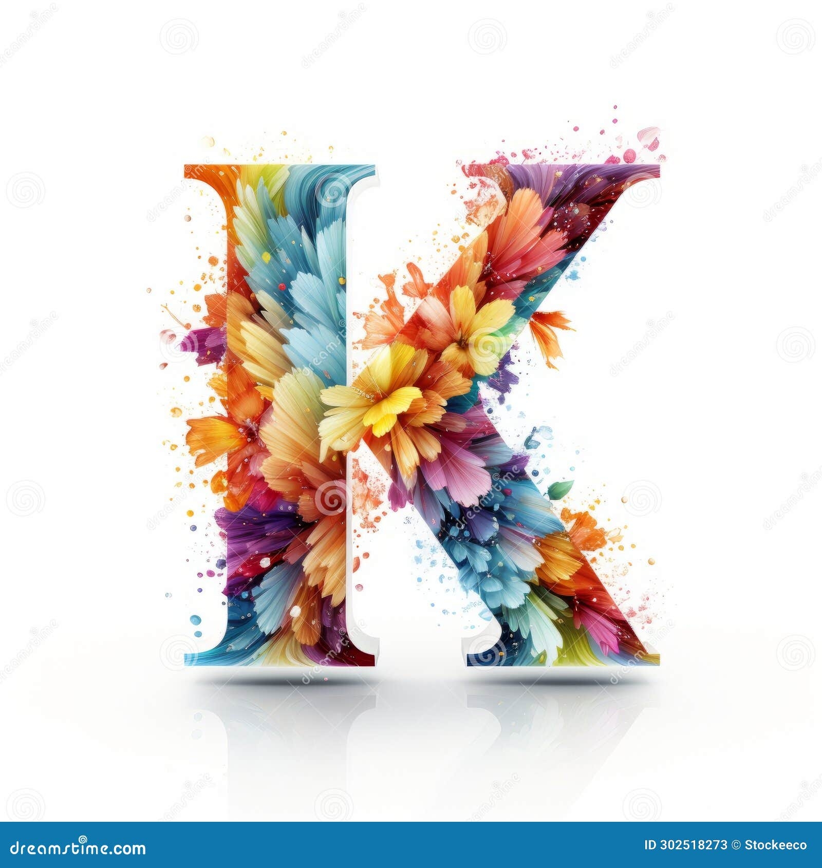 High Resolution Colorful Floral Letter K Liquid Emulsion Print Stock Illustration Illustration Of Creative Calligraphy 302518273
