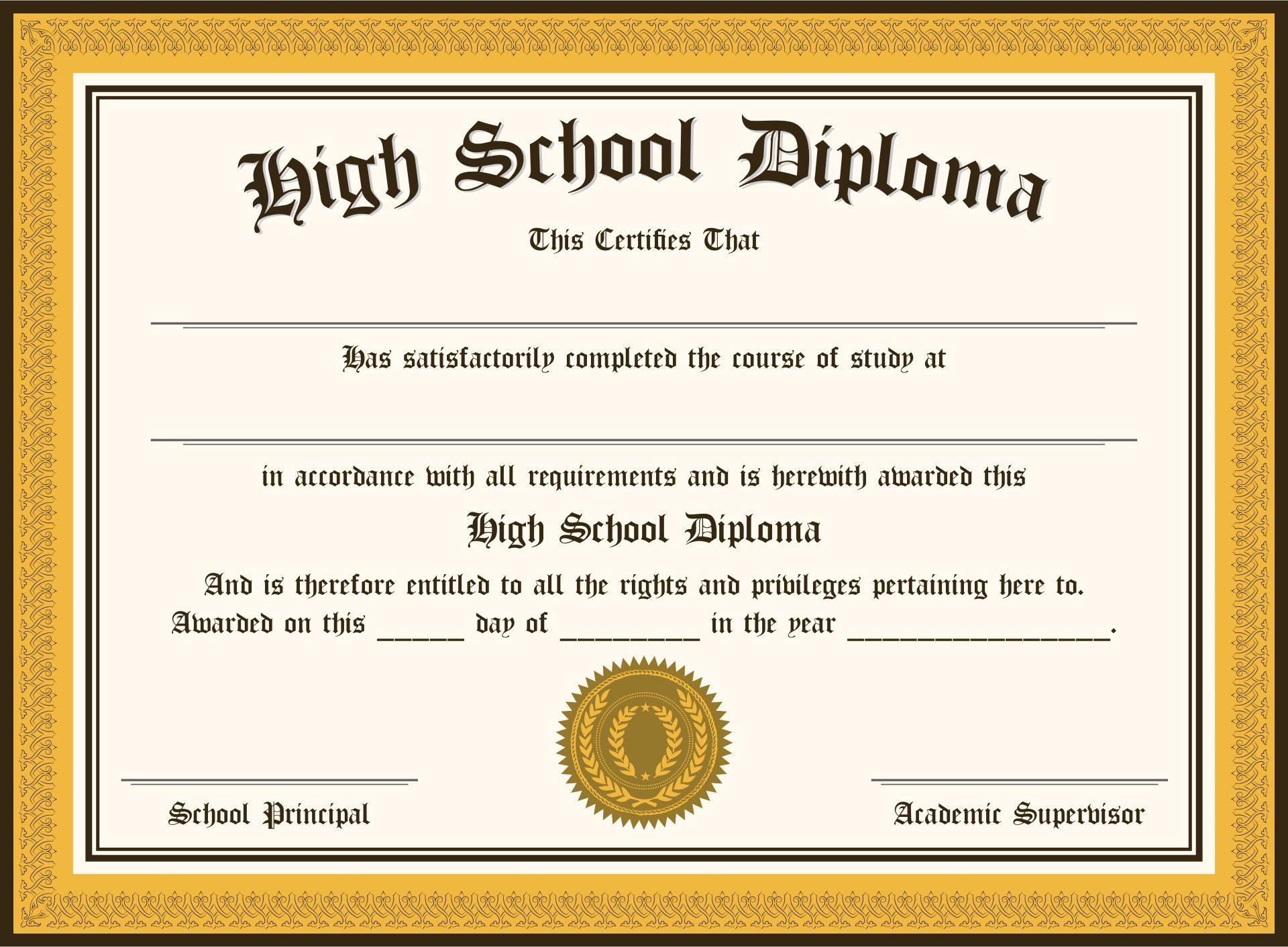 High School Diploma 6 Free PDF Printables Printablee