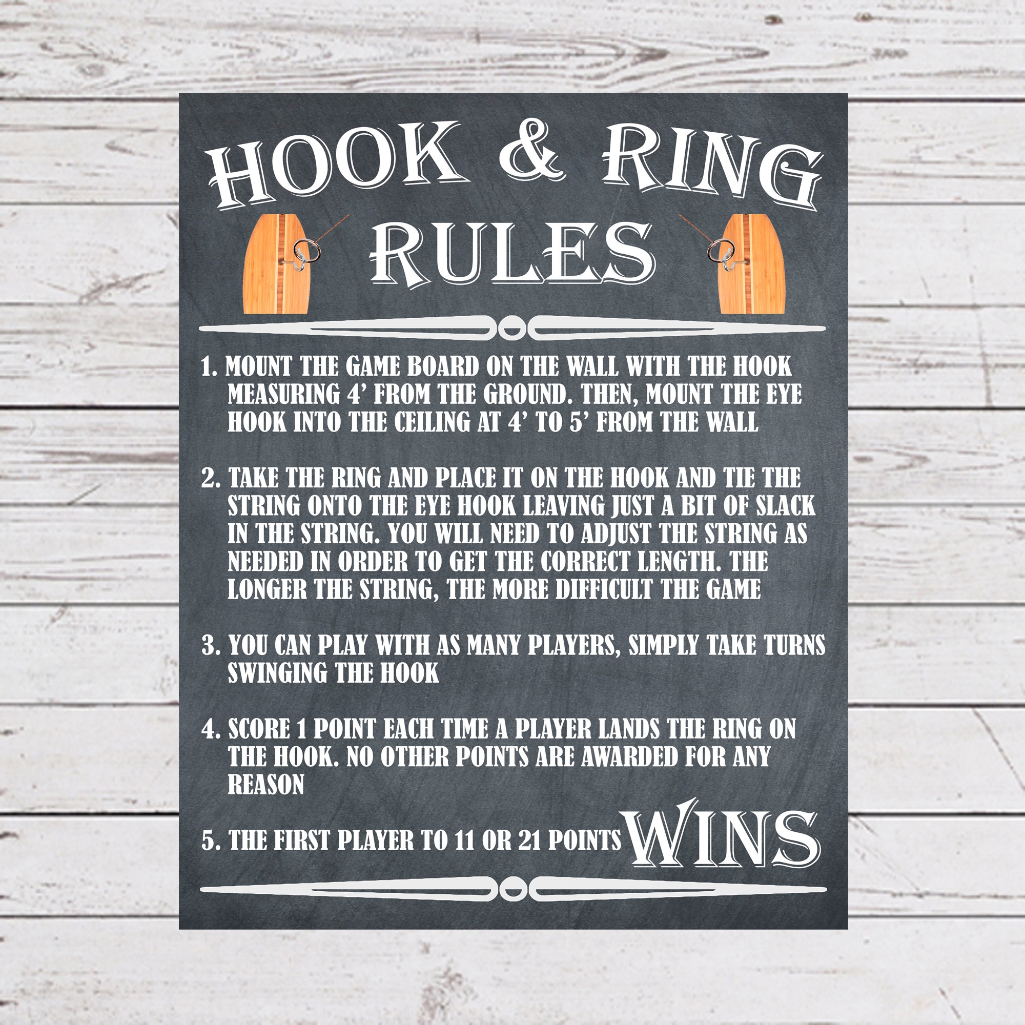 Hook And Ring Rules Ring Toss Instructions Yard Game Signs Outdoor Party Games Wedding Lawn Games Wedding Games Backyard Games Etsy