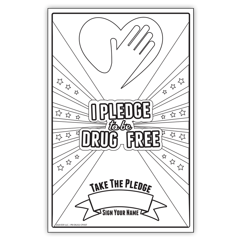 I Pledge To Be Drug Free Coloring Poster Prevention Treatment Resource