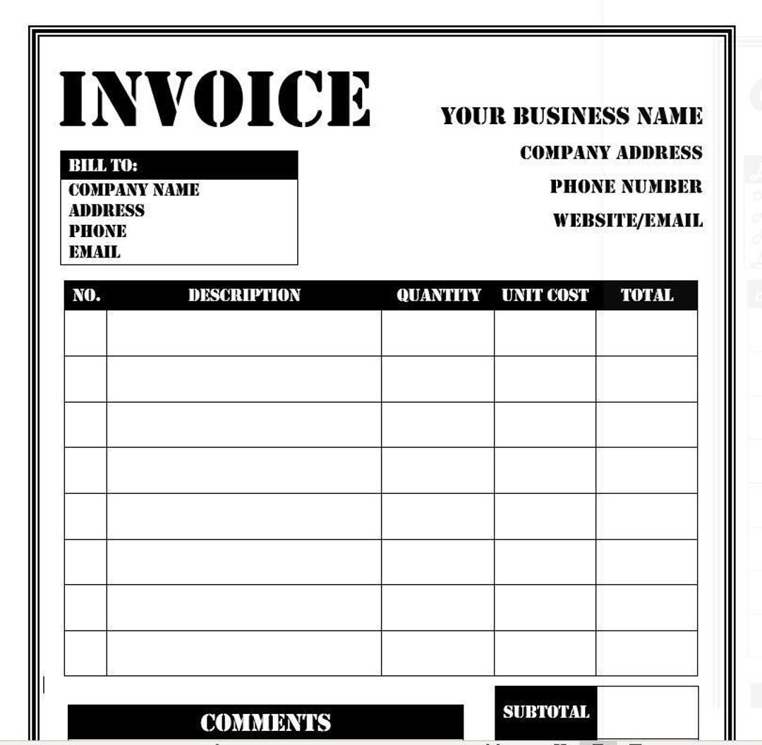 Free Printable Custom Invoices