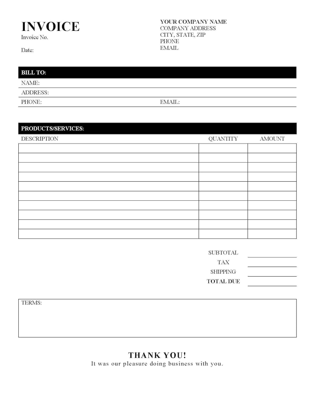 Free Printable Invoices