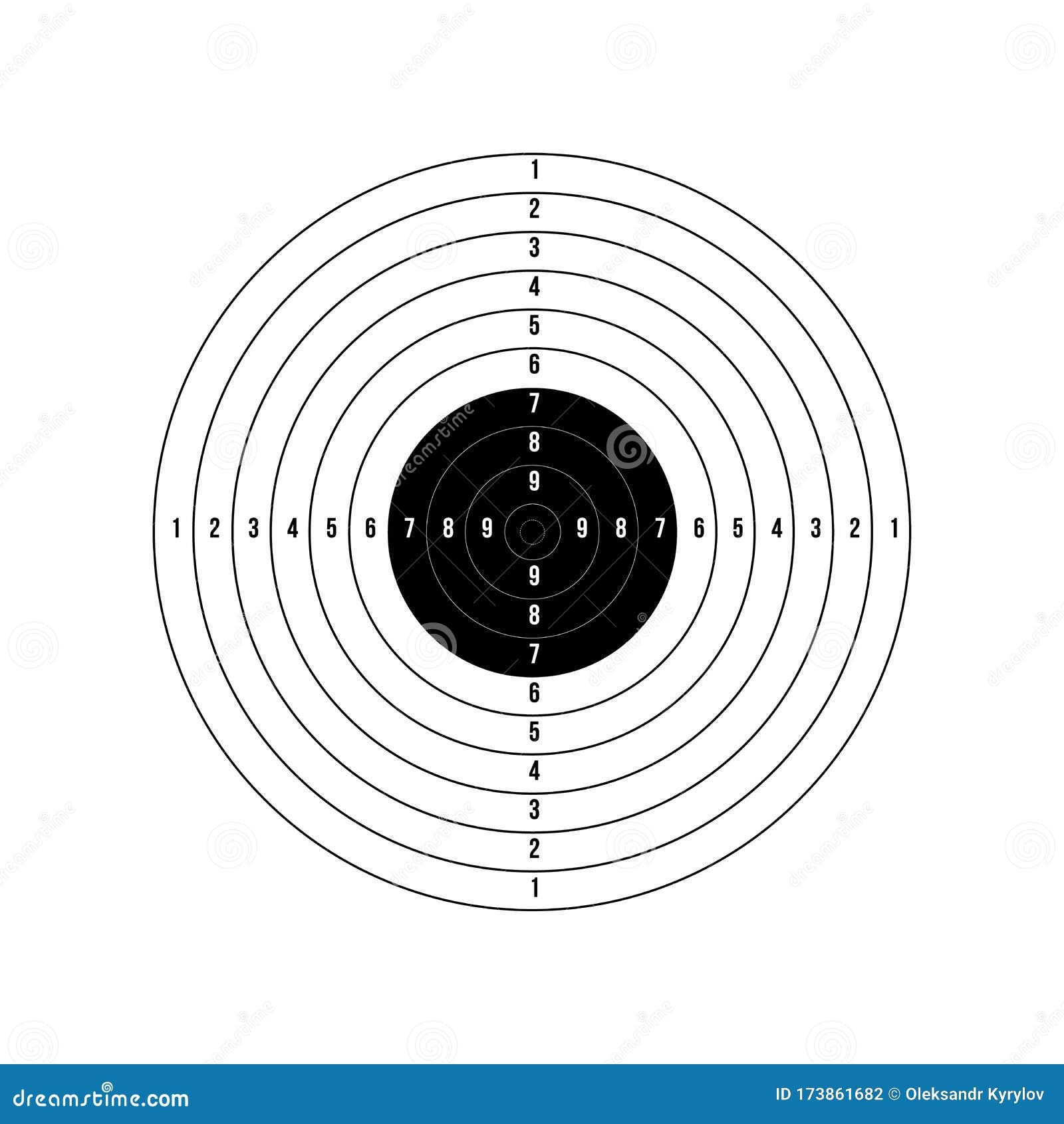 ISSF 10 Meter Air Pistol Olympic Shooting Archery Target Printable Stock Vector Illustration Isolated On White Background Stock Illustration Illustration Of Gunshot Shield 173861682