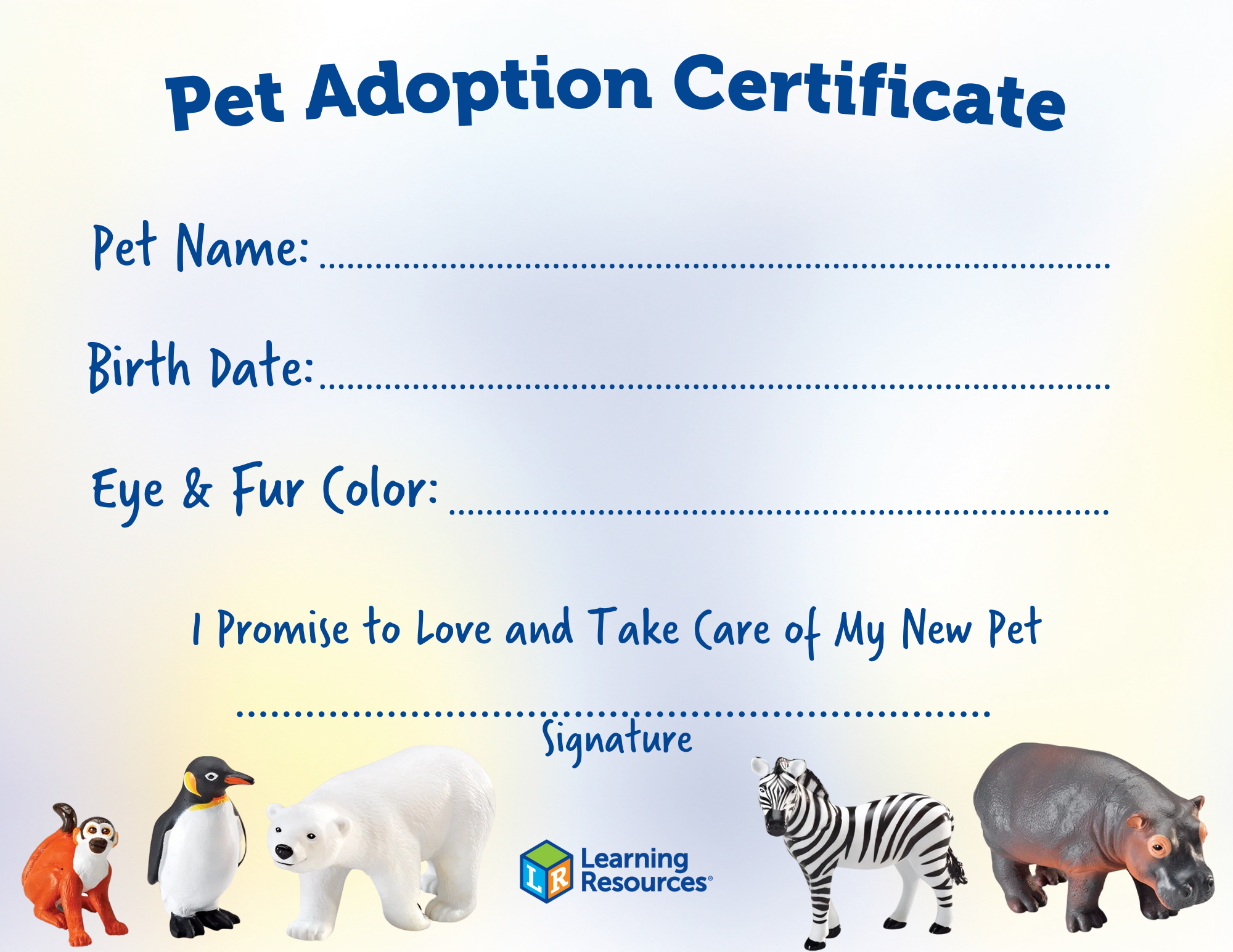 Jumbo Pet Adoption Certificate