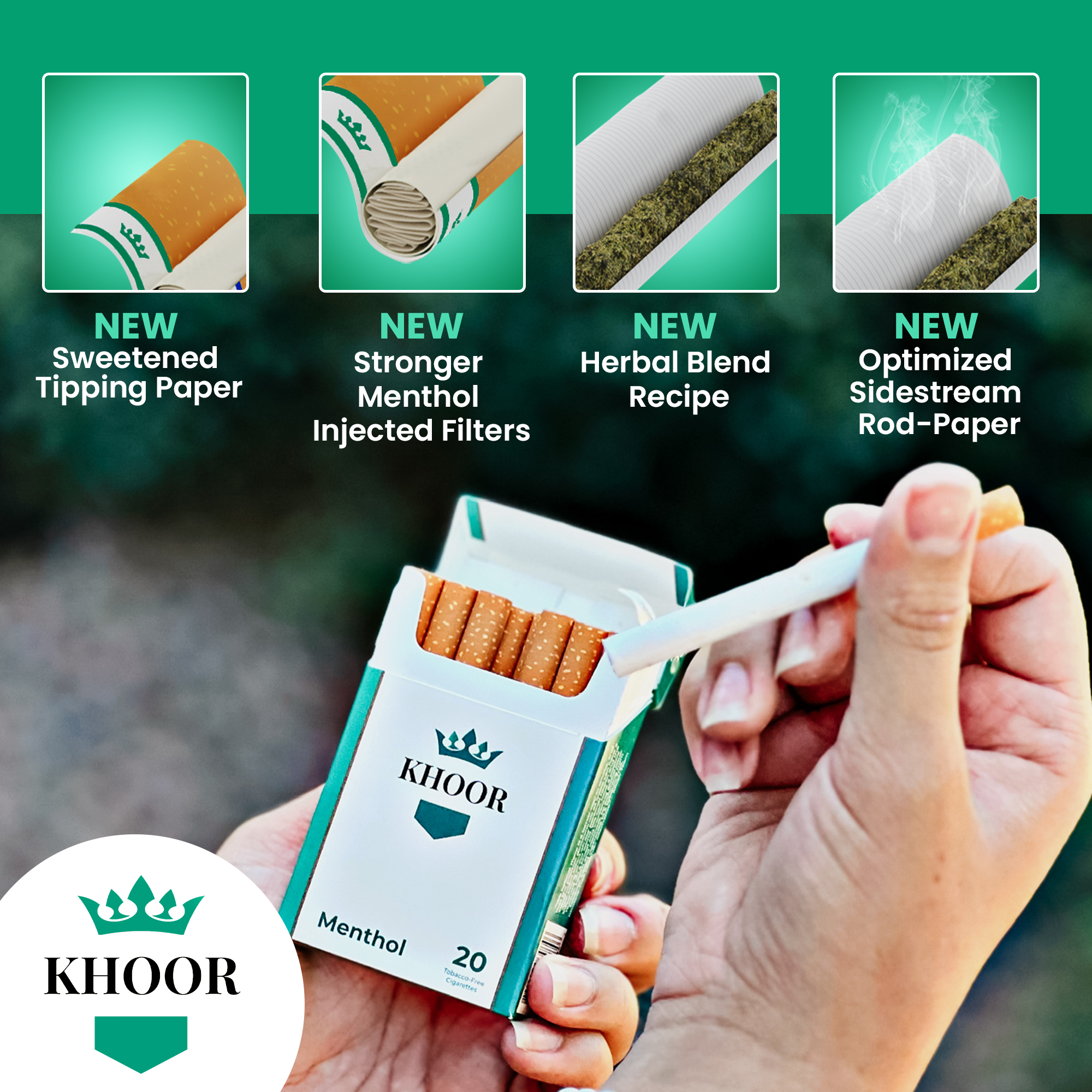 KHOOR Menthol Carton 10 Packs Zero Nicotine Zero Tobacco Cigarettes