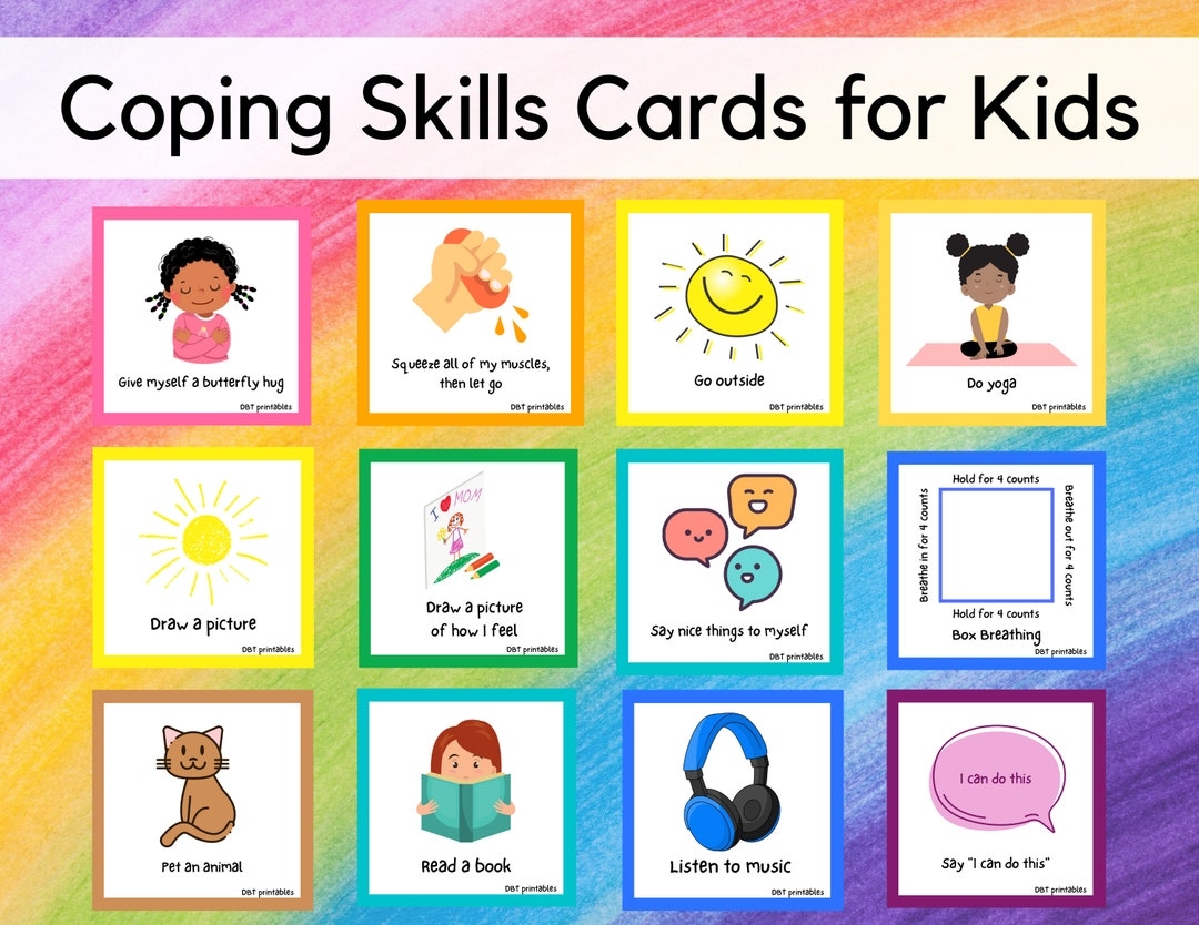 Kids Coping Skills Cards Mental Health Etsy