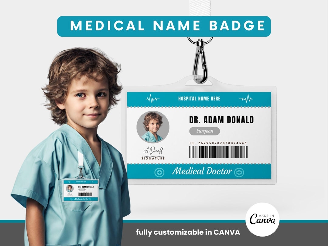 Kids Doctor Name Badge Pretend Play ID Card Printable Nurse Name Badge Digital Download Etsy
