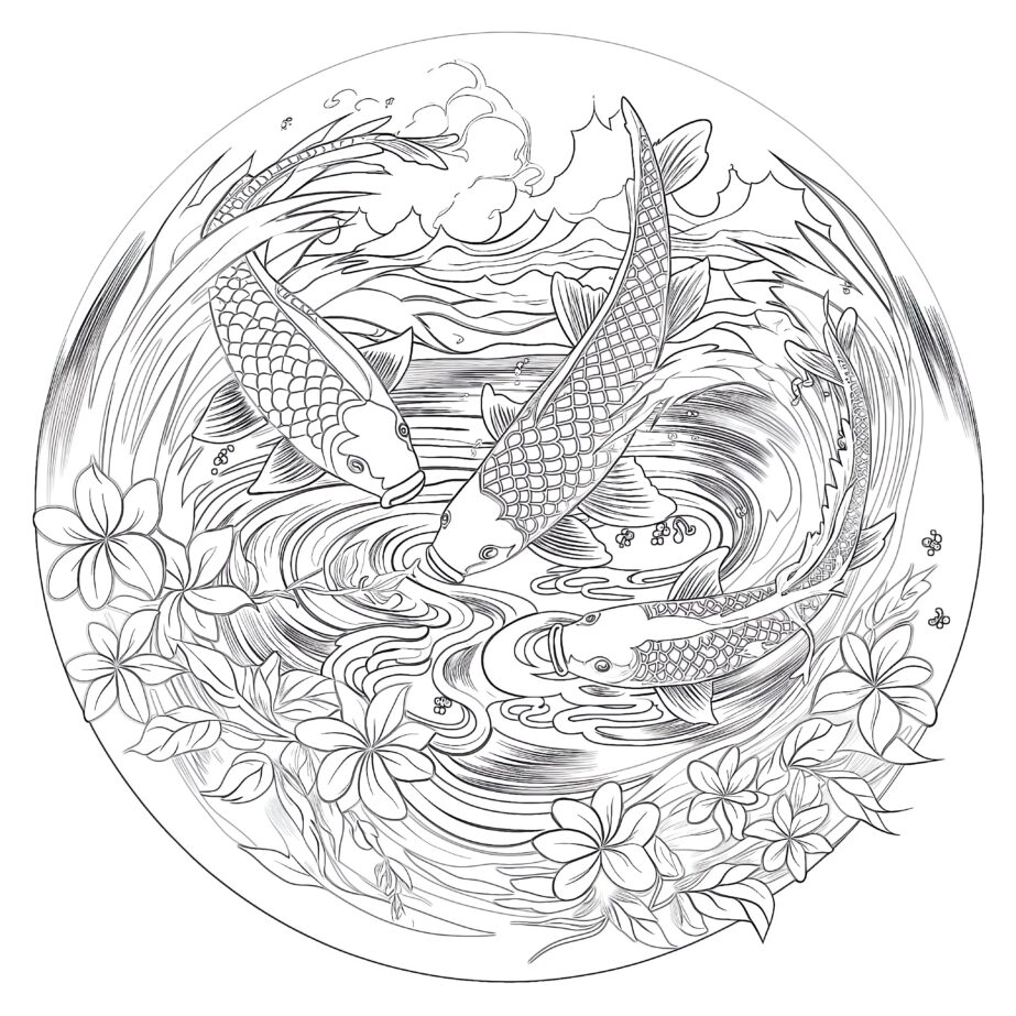 Koi Pond Coloring Pages Coloring Pages Mimi Panda