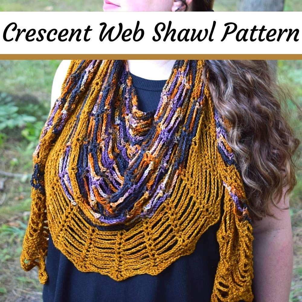 Lacy Crochet Crescent Web Shawl Halloween Pattern Simply Hooked By Janet
