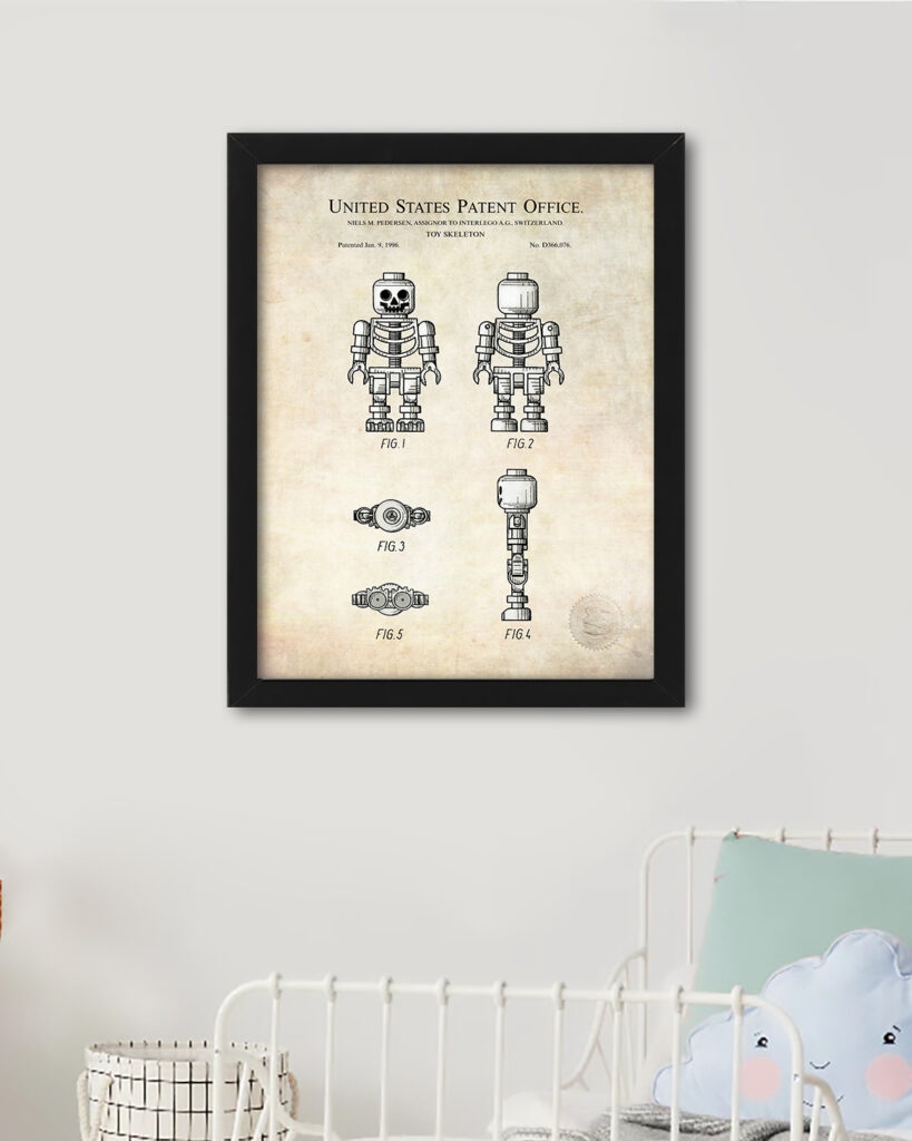 Lego Skeleton Figure 1999 Toy Patent Print Child s Room Decor