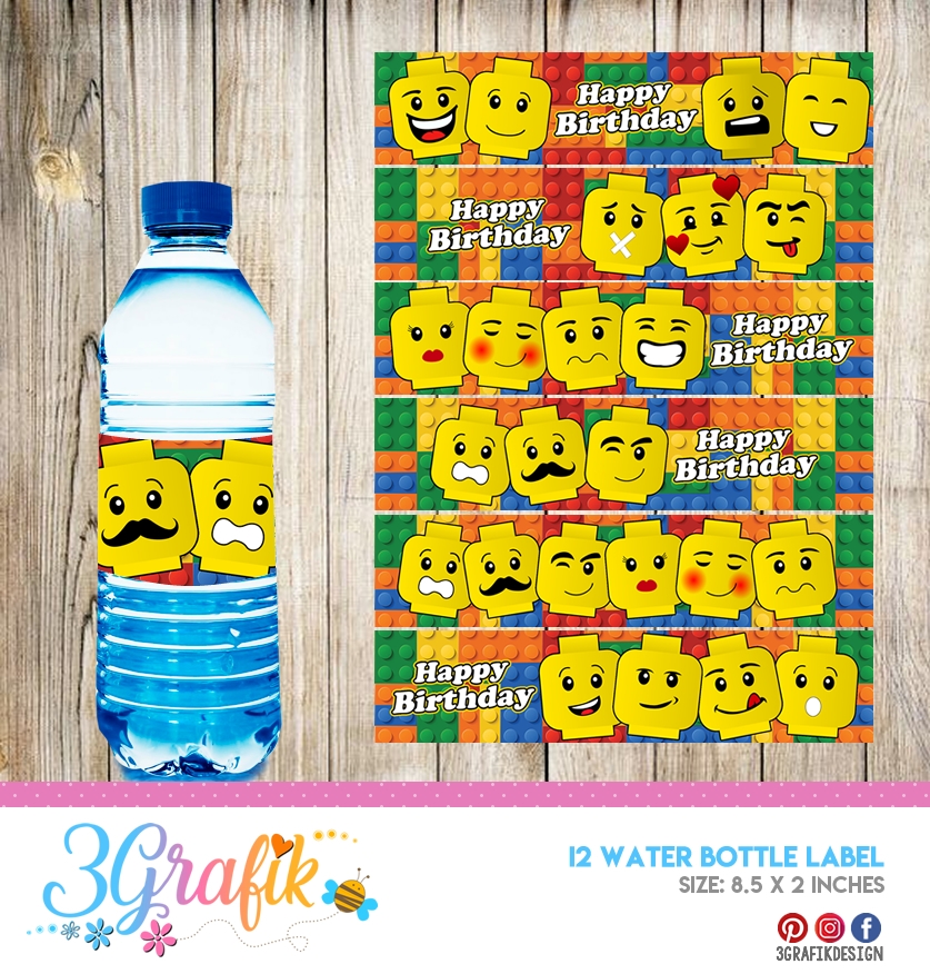 Lego Water Bottle Label Printable 3Grafik