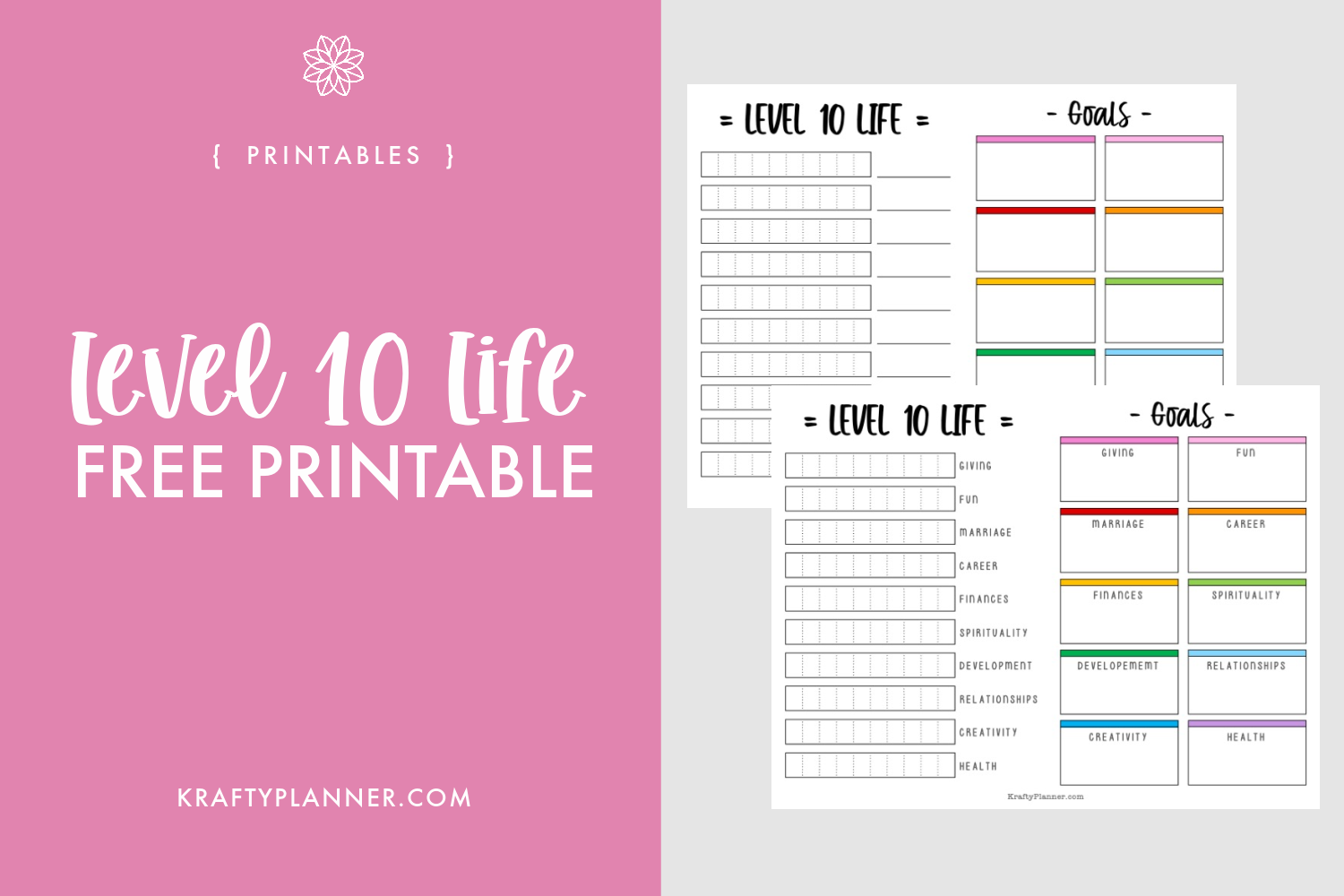 Level 10 Life Free Printable Worksheet Krafty Planner
