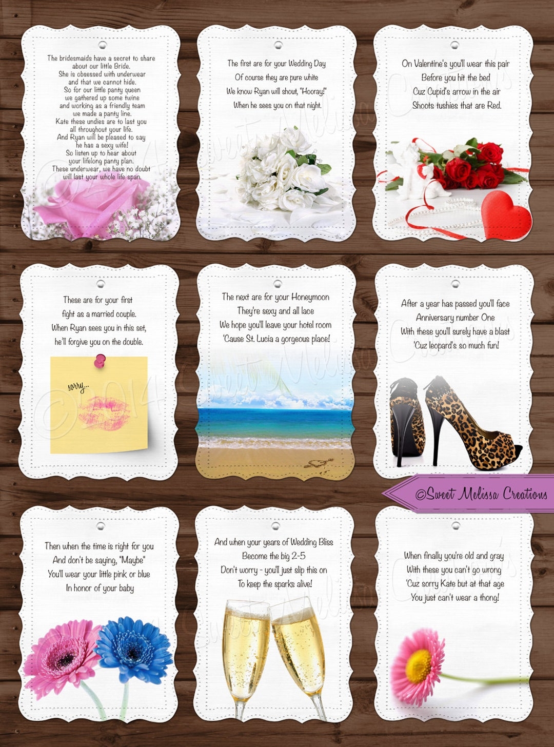 Lifelong Panty Line Poem Bridal Shower Bachelorette Party Lingerie Clothesline Panty Poem Cards By Sweet Melissa Creations Etsy