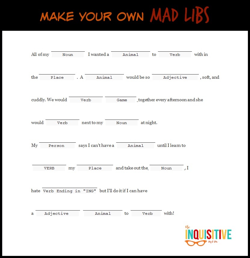 Pirate Mad Libs Printable Free