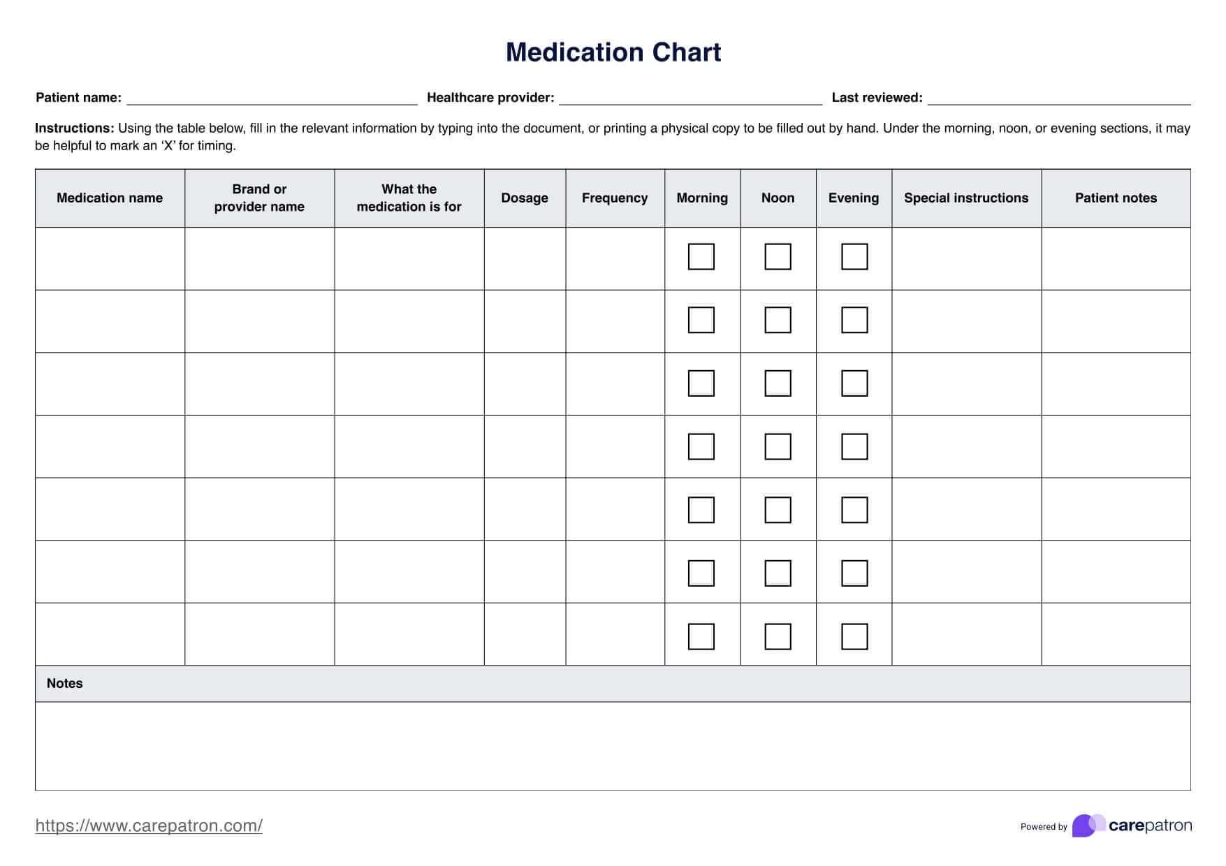 Free Printable Medication Schedule
