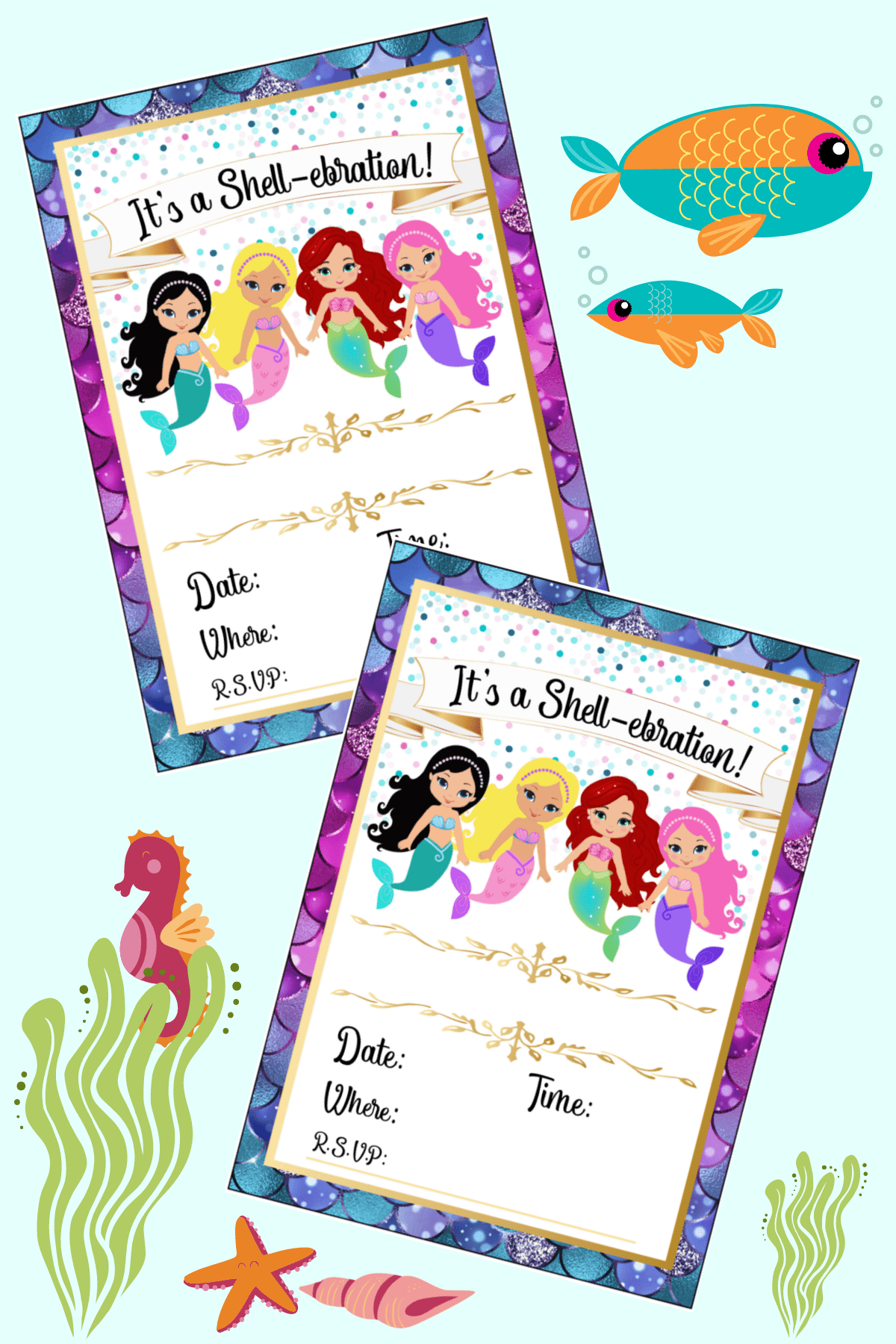 Mermaid Birthday Invitations Free Printable