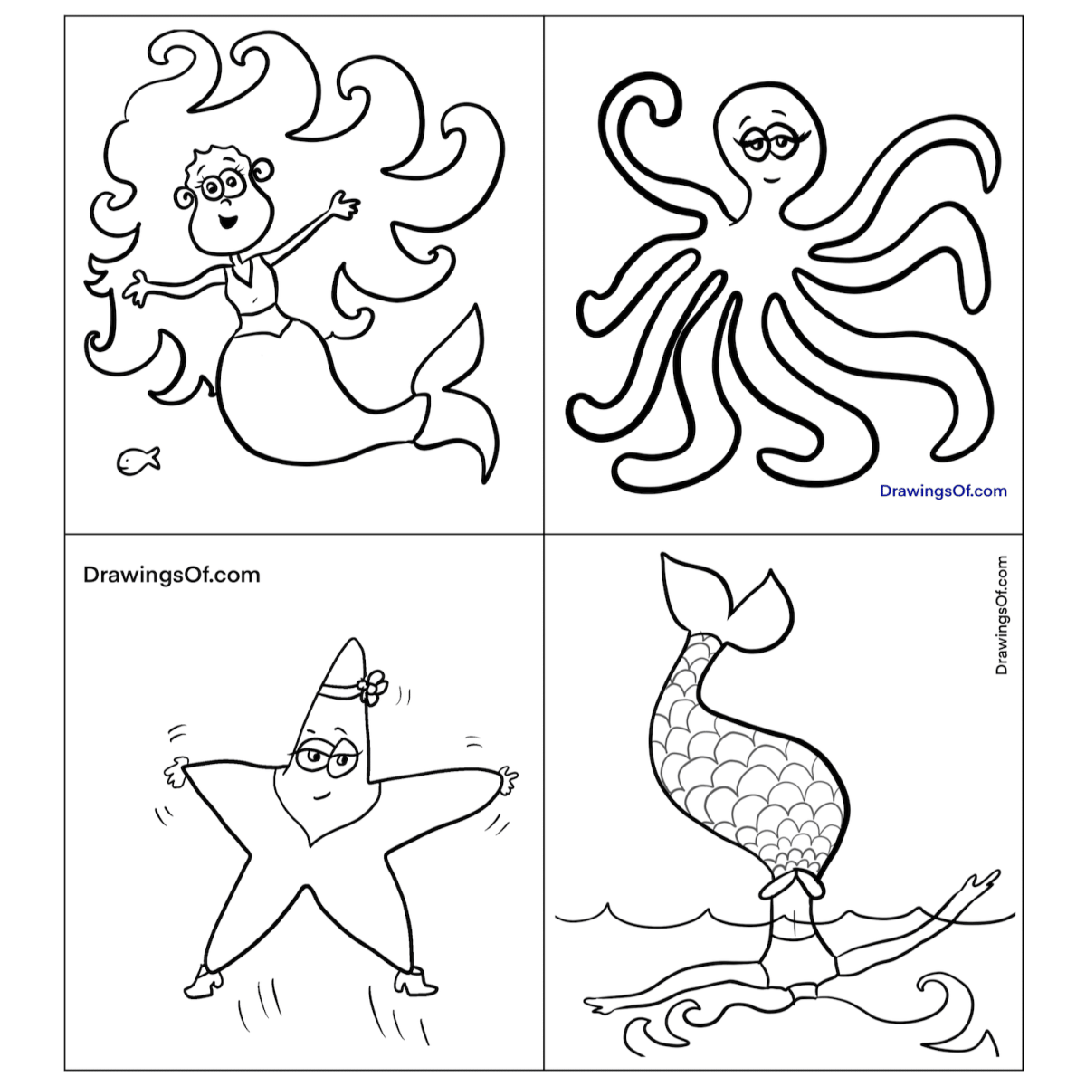 Mermaid Coloring Pages Free Printable Sheets Drawings Of 