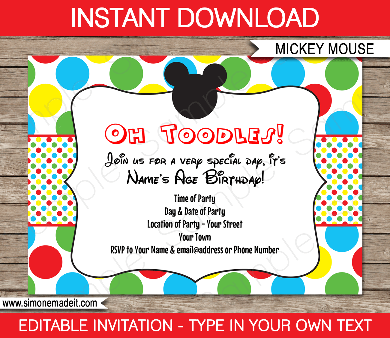 Mickey Mouse Party Printables Invitations Decorations Templates