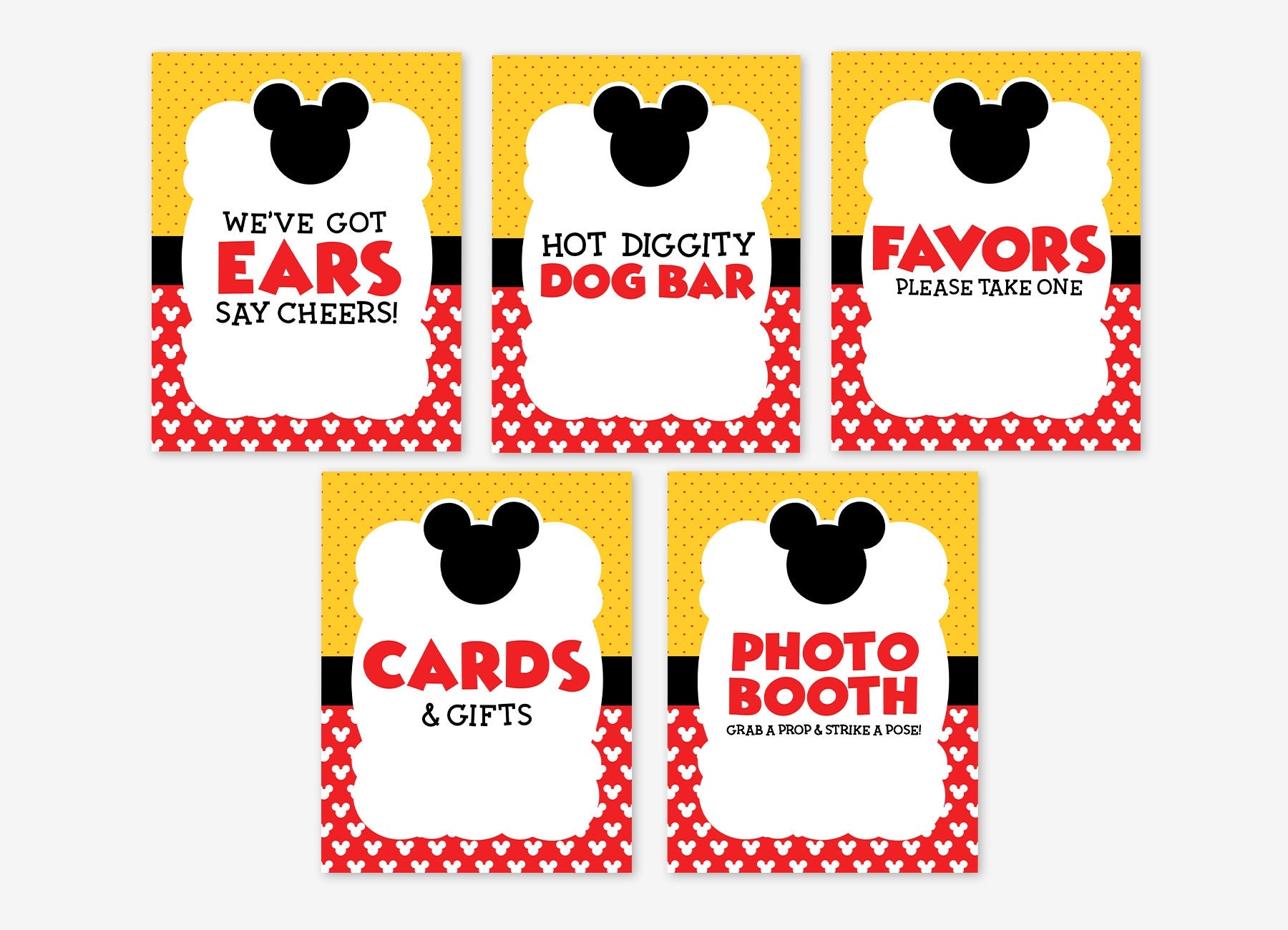 Mickey Mouse Printable Signs Mickey Mouse Party Signs Mickey Mouse Birthday Printables Mickey Mouse Birthday Decorations Mickey Signs Etsy