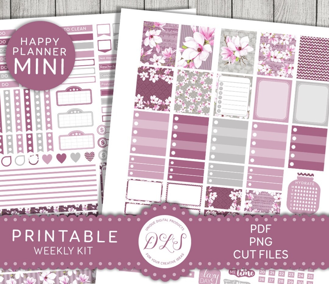 Mini Happy Planner Printable Stickers Mini HP Printable Stickers Floral Planner Stickers Print And Cut Planner Stickers Cut Files MW150 Etsy