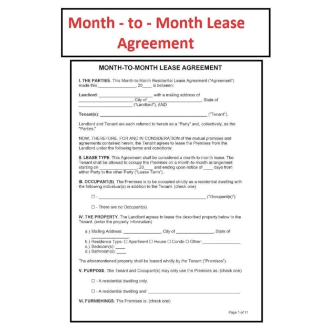 Free Printable Monthly Lease Agreement