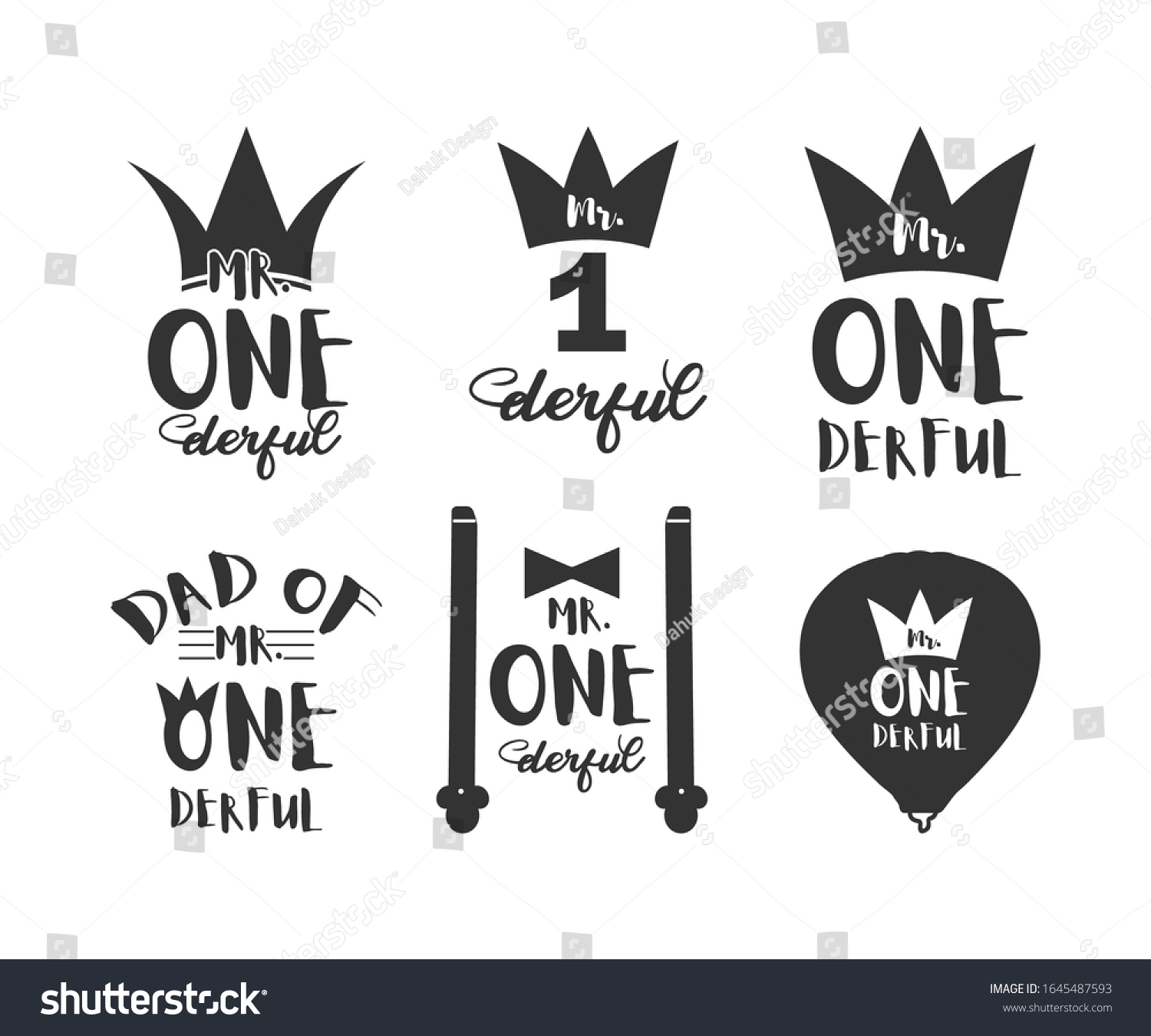 Mr One derful 1st Birthday Printable T Stock Vector Royalty Free 1645487593 Shutterstock