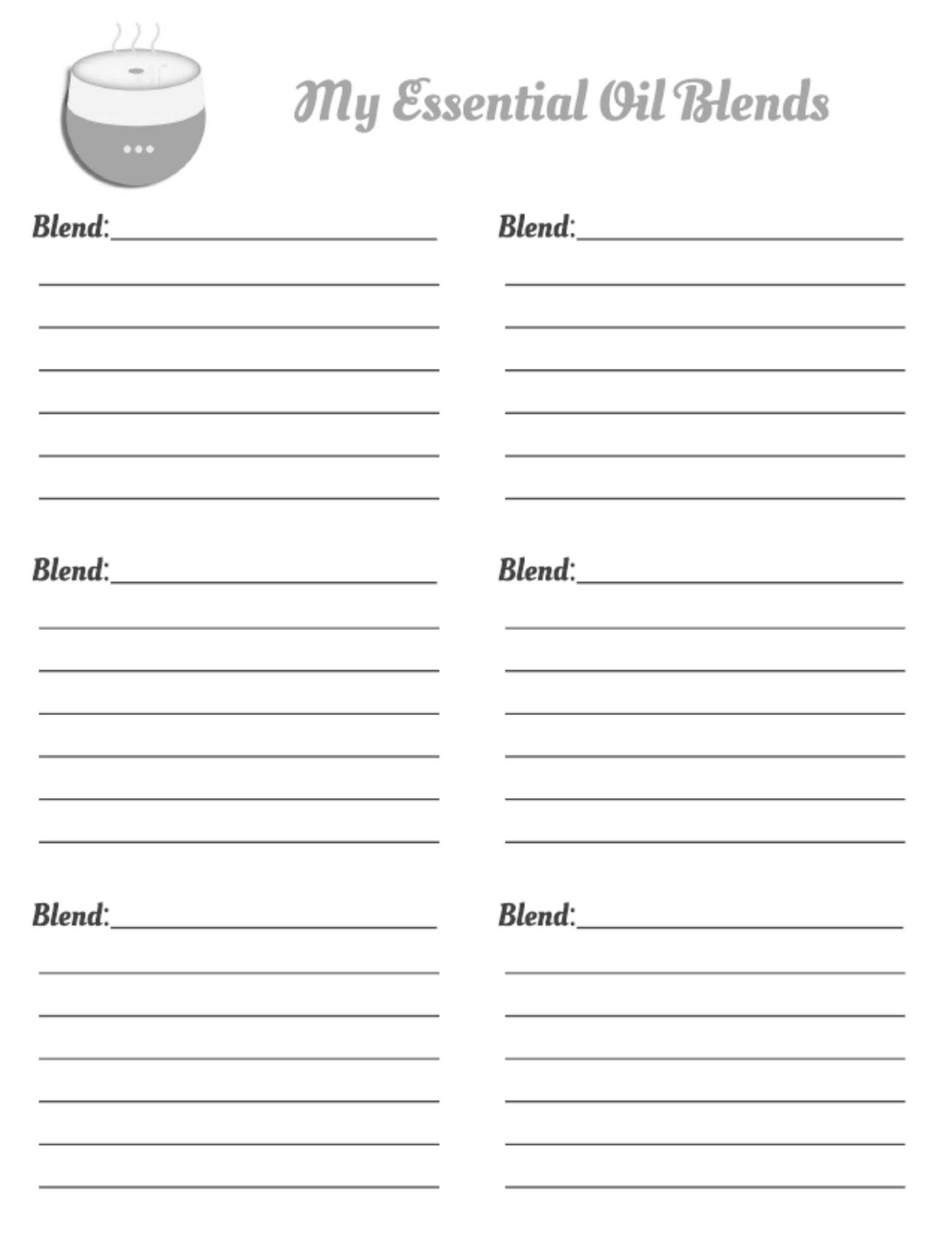 My Essential Oil Blends Printable Worksheet Etsy