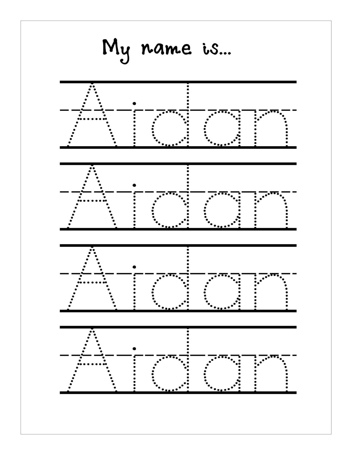 Name Trace Worksheet DIGITAL FILE Printable For Pre Schoolerskindergarteners Etsy