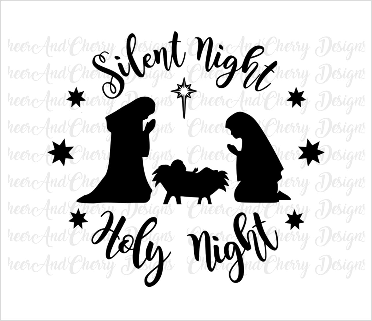 Nativity Scene Svg Nativity Printable Wall Art Christmas SVG Christmas Printable Silent Night Holy Night SVG Manger Svg Silhouette Cricut Etsy
