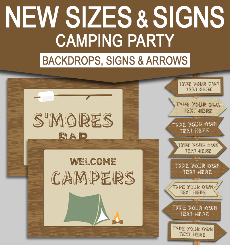 New Large Printable Camping Party Signs And Backdrops