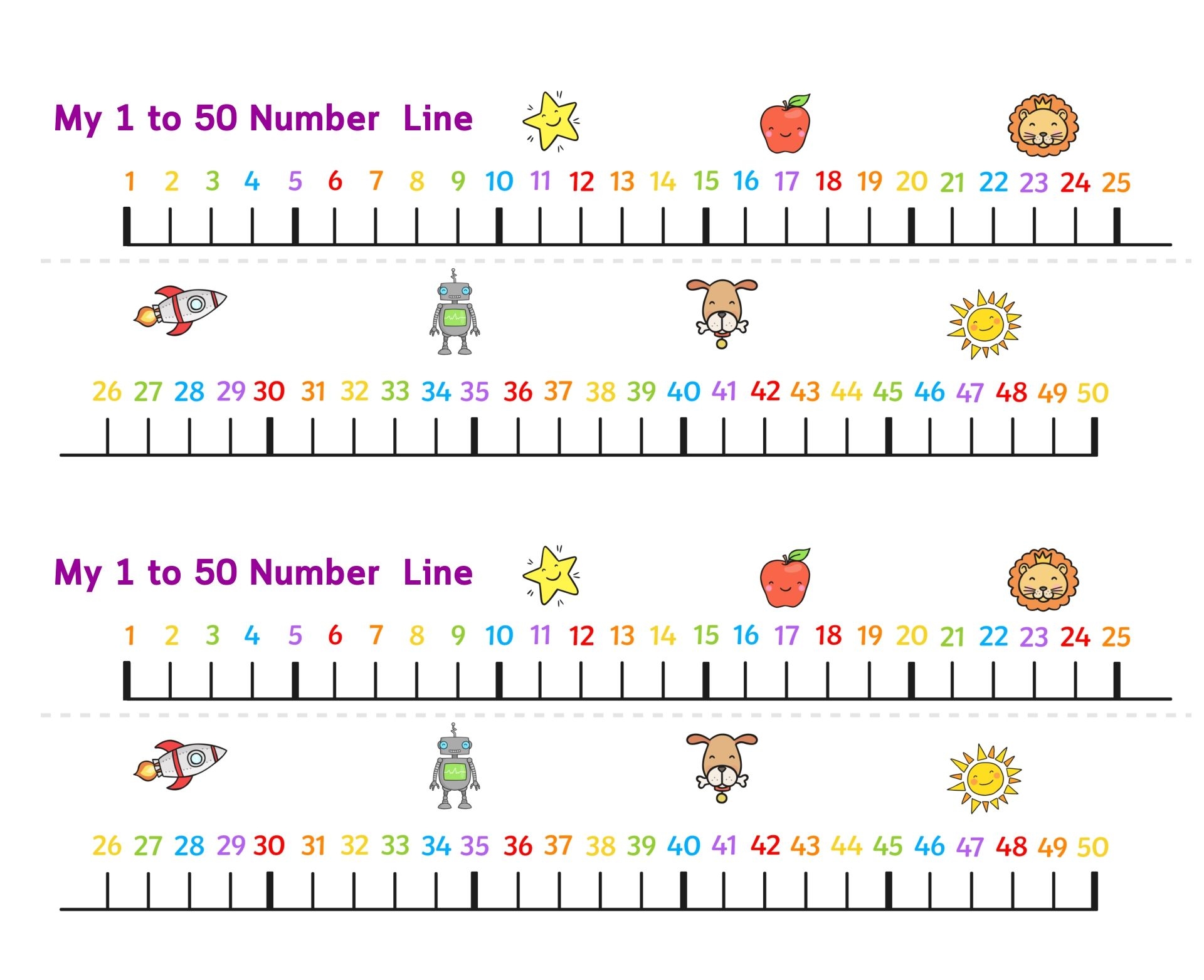 Number Line 0 50 10 Free PDF Printables Printablee