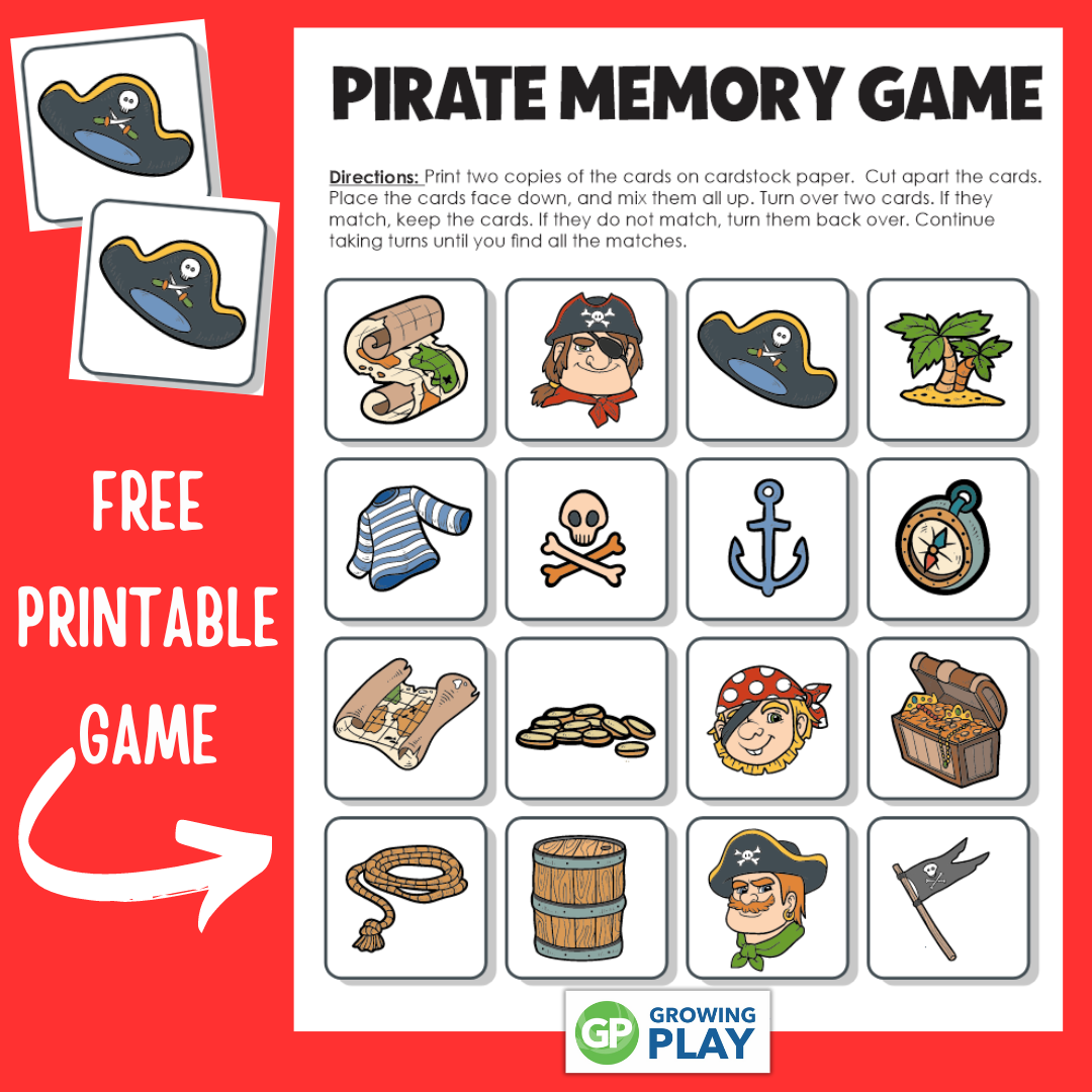Pirate Memory Game Printable Free Growing Play