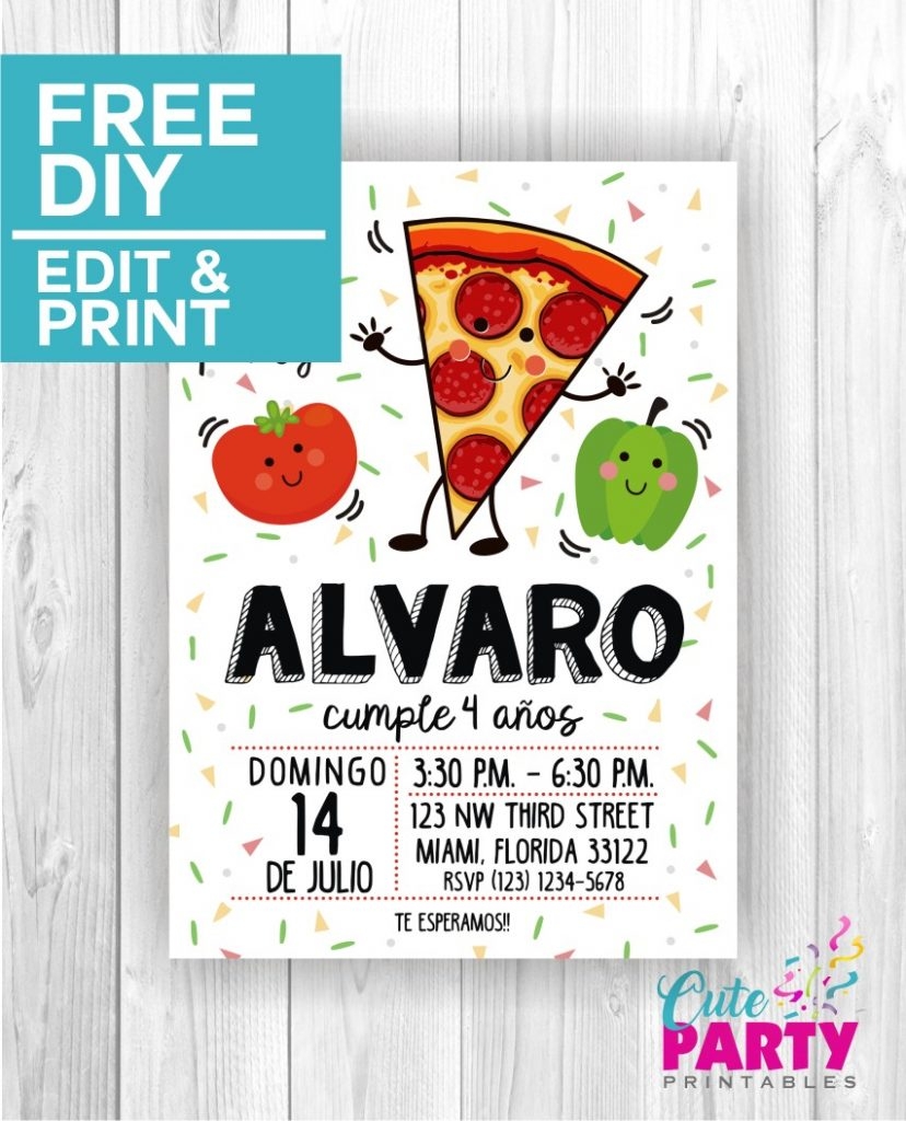 Pizza Party Invitations Cute Party Printables