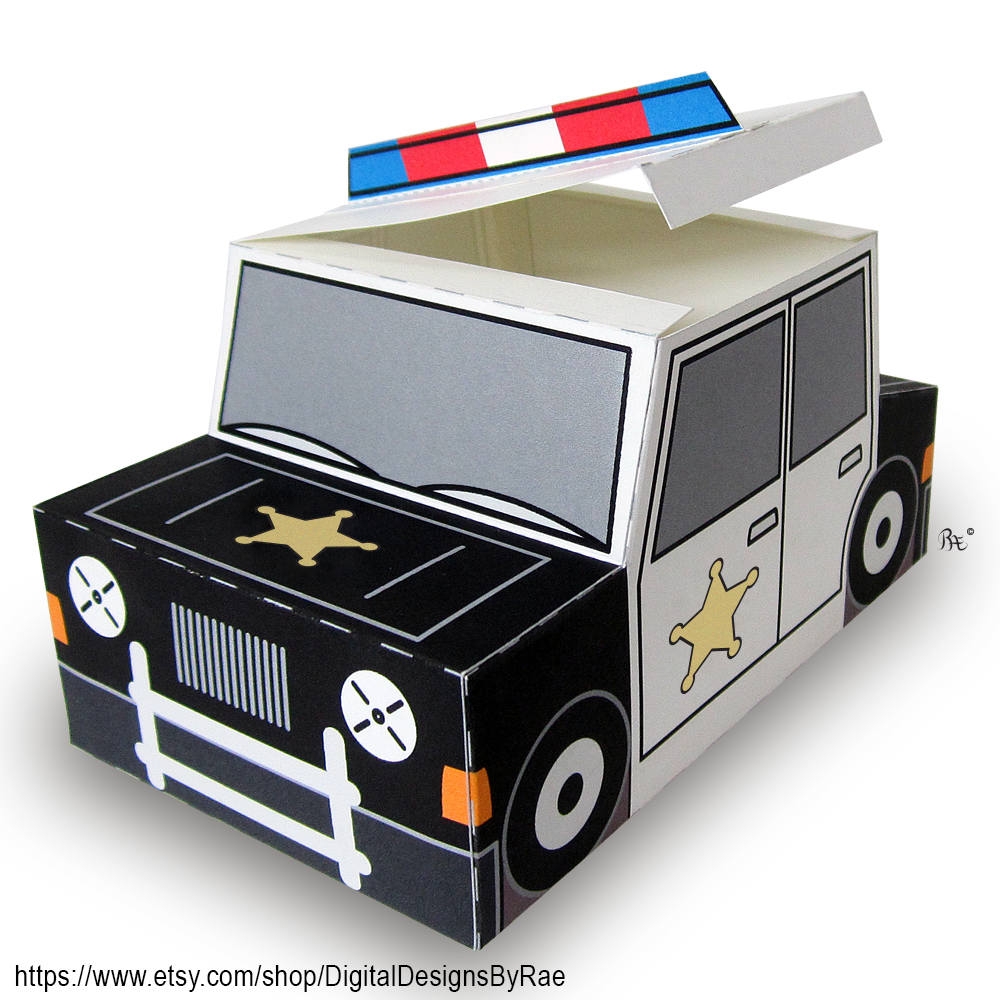 Plucky Police Car Gift Box Printable Favor treat Box Etsy