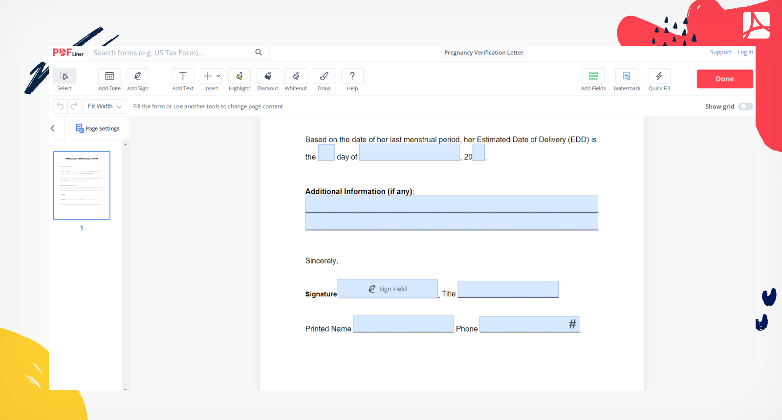 Free Printable Pregnancy Verification Forms