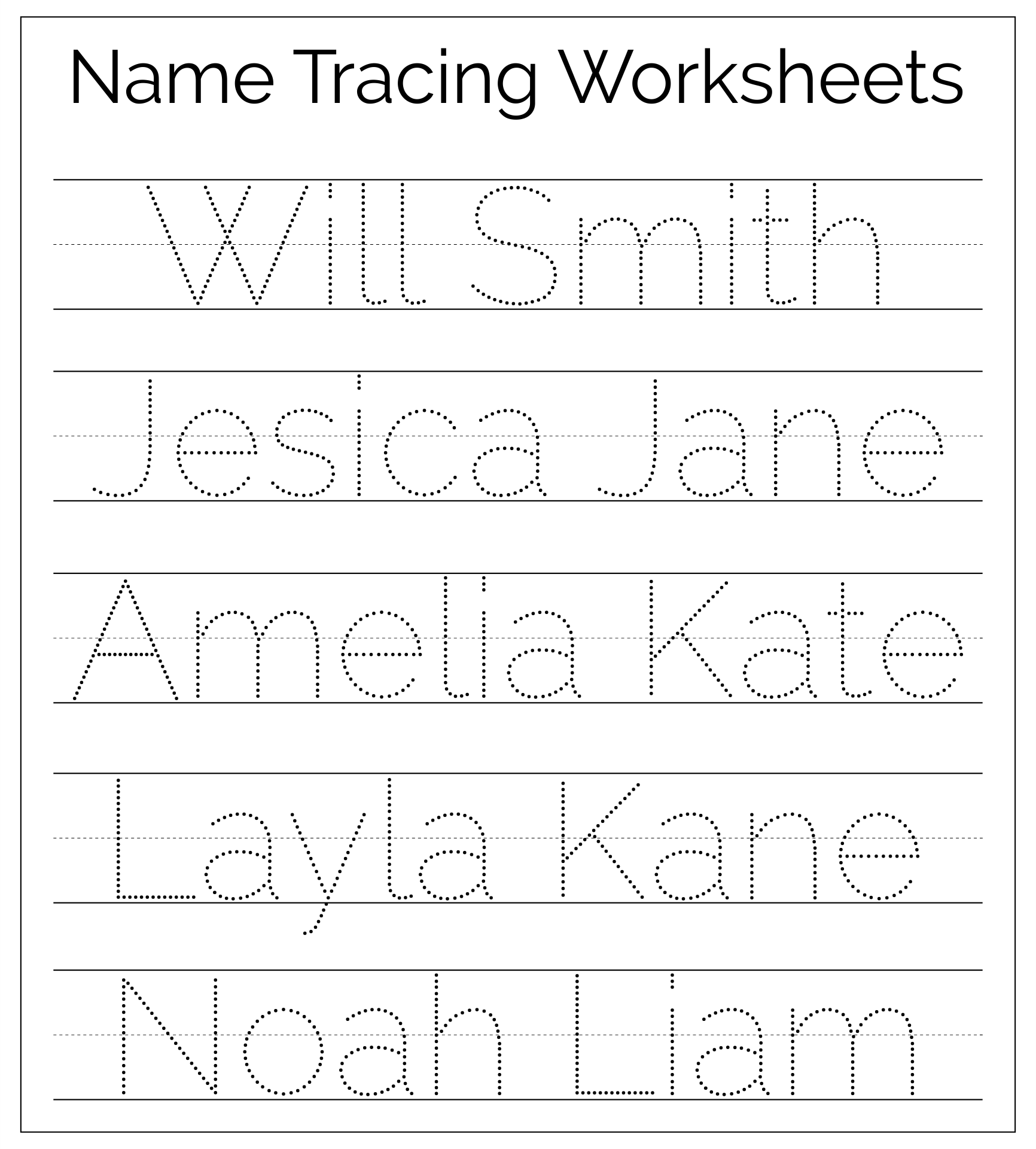 Free Printable Name Tracing Sheets