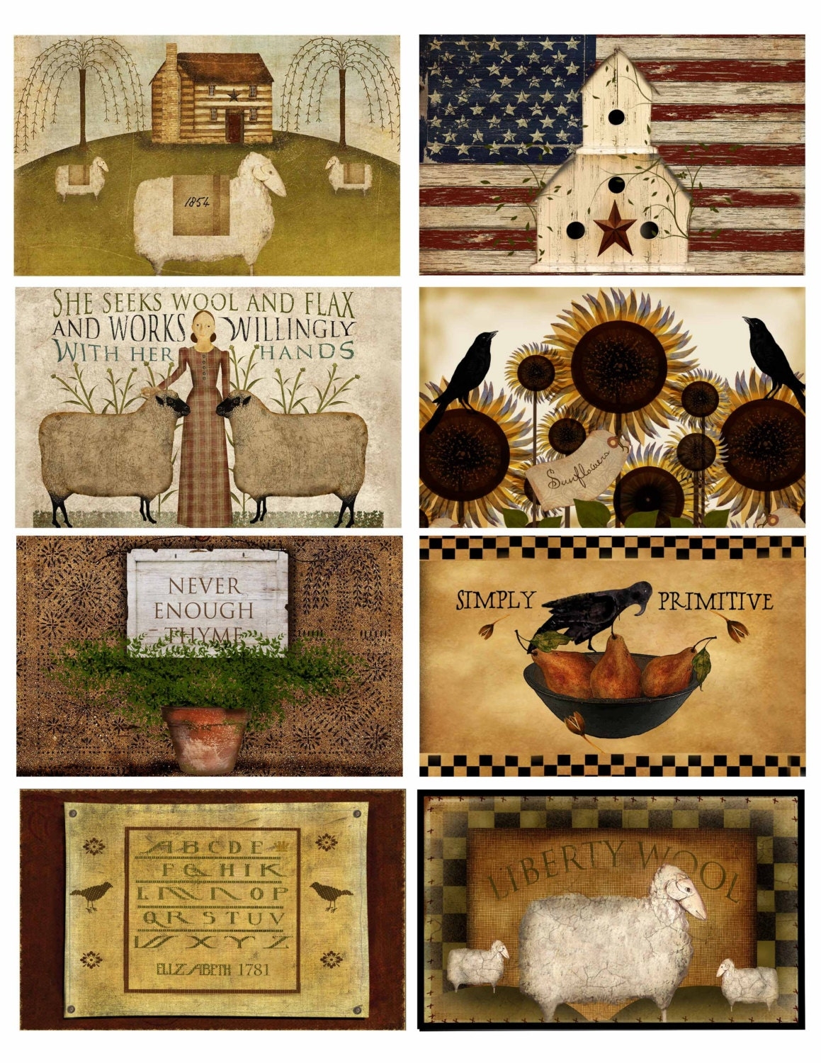 Primitive Labels Download Print Sheet Of 8 Etsy