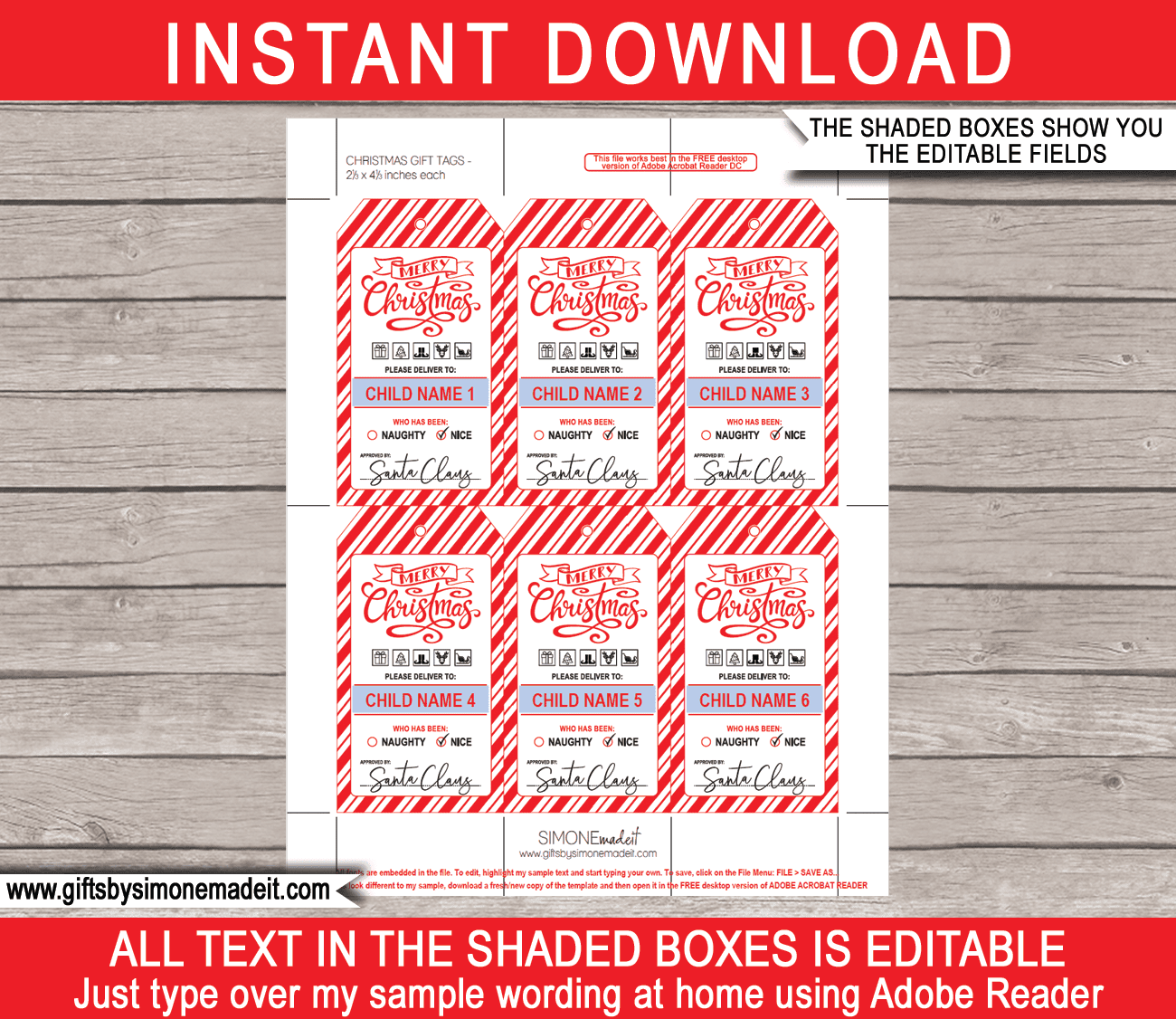 Santa Labels Free Printable