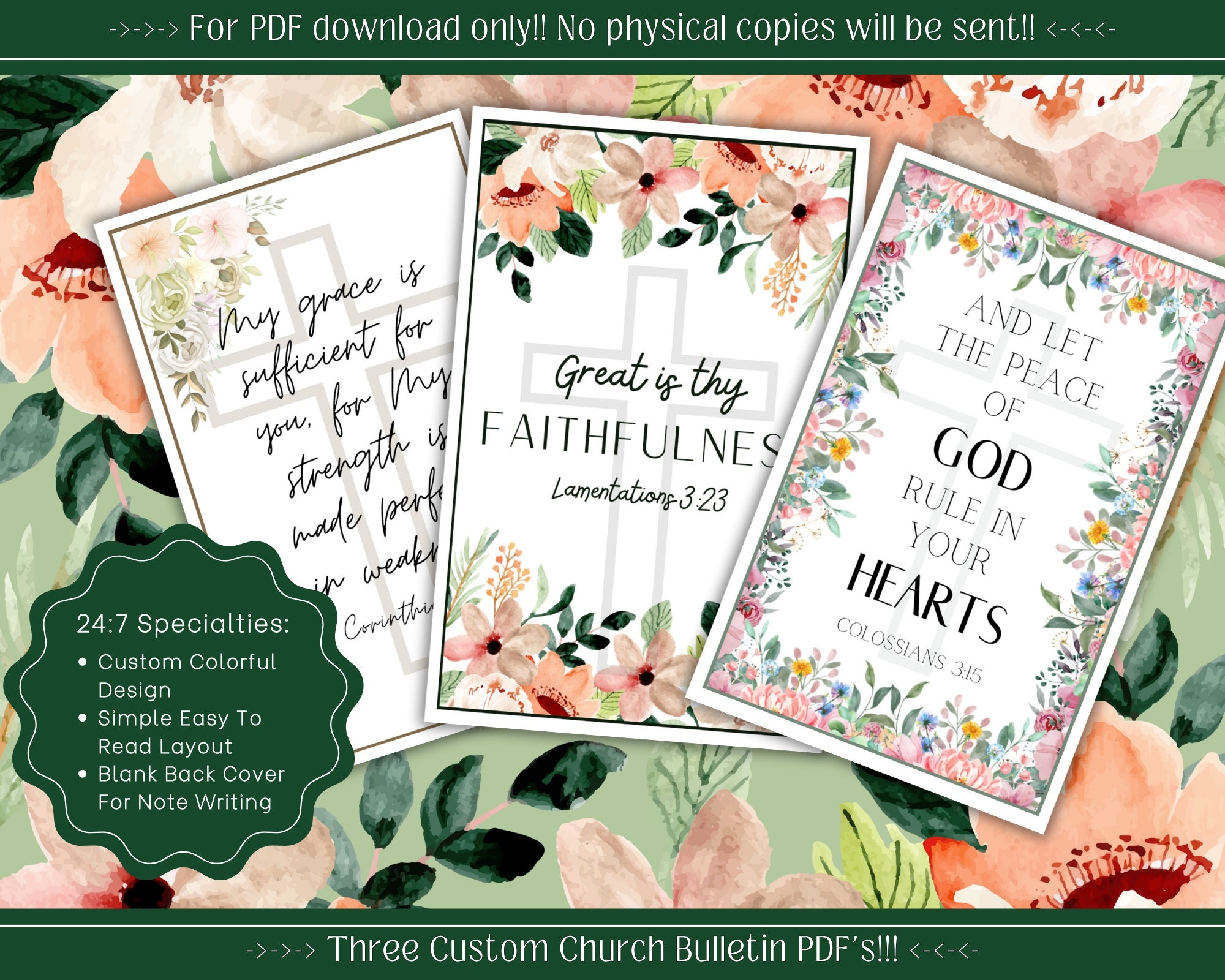 Printable Church Bulletin Cover Spring Download Events Bible Verse PDF Etsy