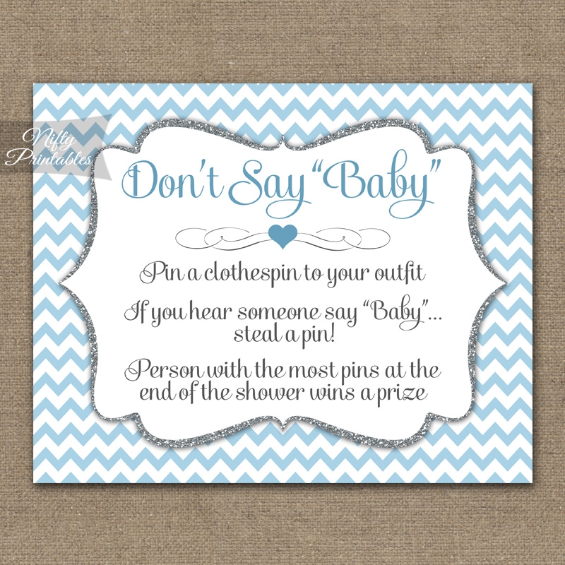 Printable Don t Say Baby Shower Game Blue Chevron