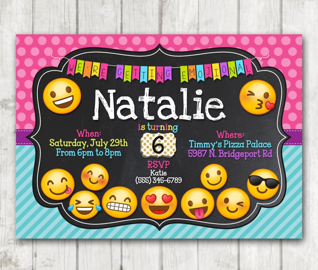 Free Printable Emoji B Day Invites