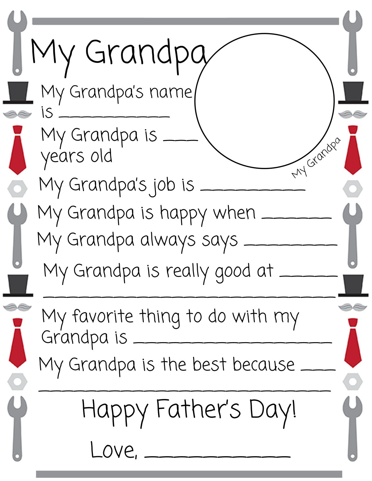 Printable Father s Day Questionnaires Gift Idea For The Love Of Food