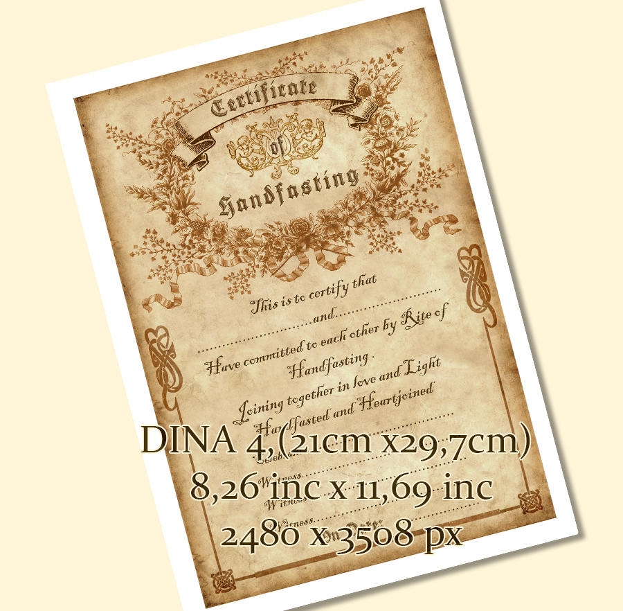 Printable HANDFASTING CERTIFICATE 03 Gift For Weddings Parchment Texture Magic Rite Medieval And Victorian Aesthetic Printable DOWNLOAD Etsy