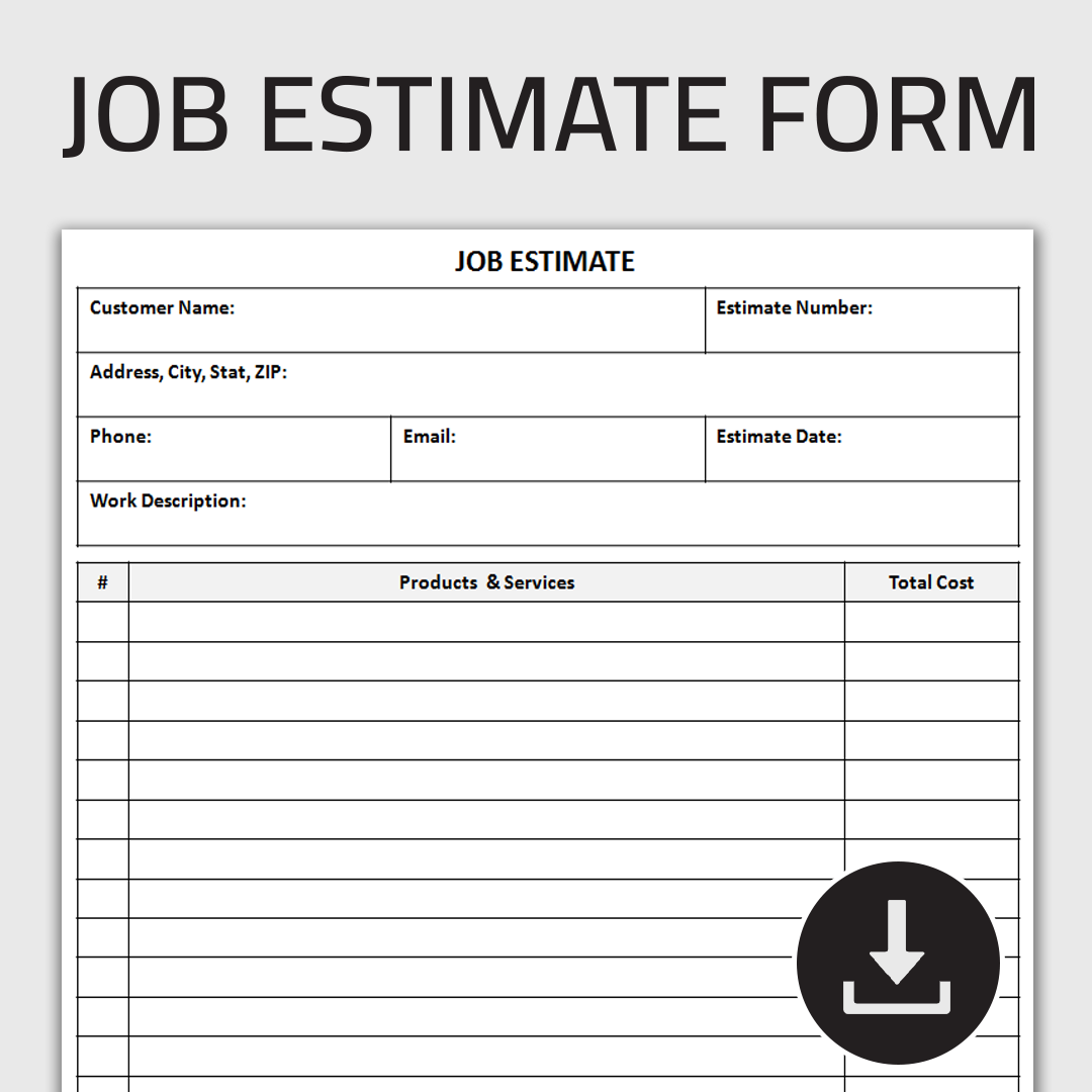 Printable Job Estimate Form Estimating Sheet Job Quote She Inspire Uplift