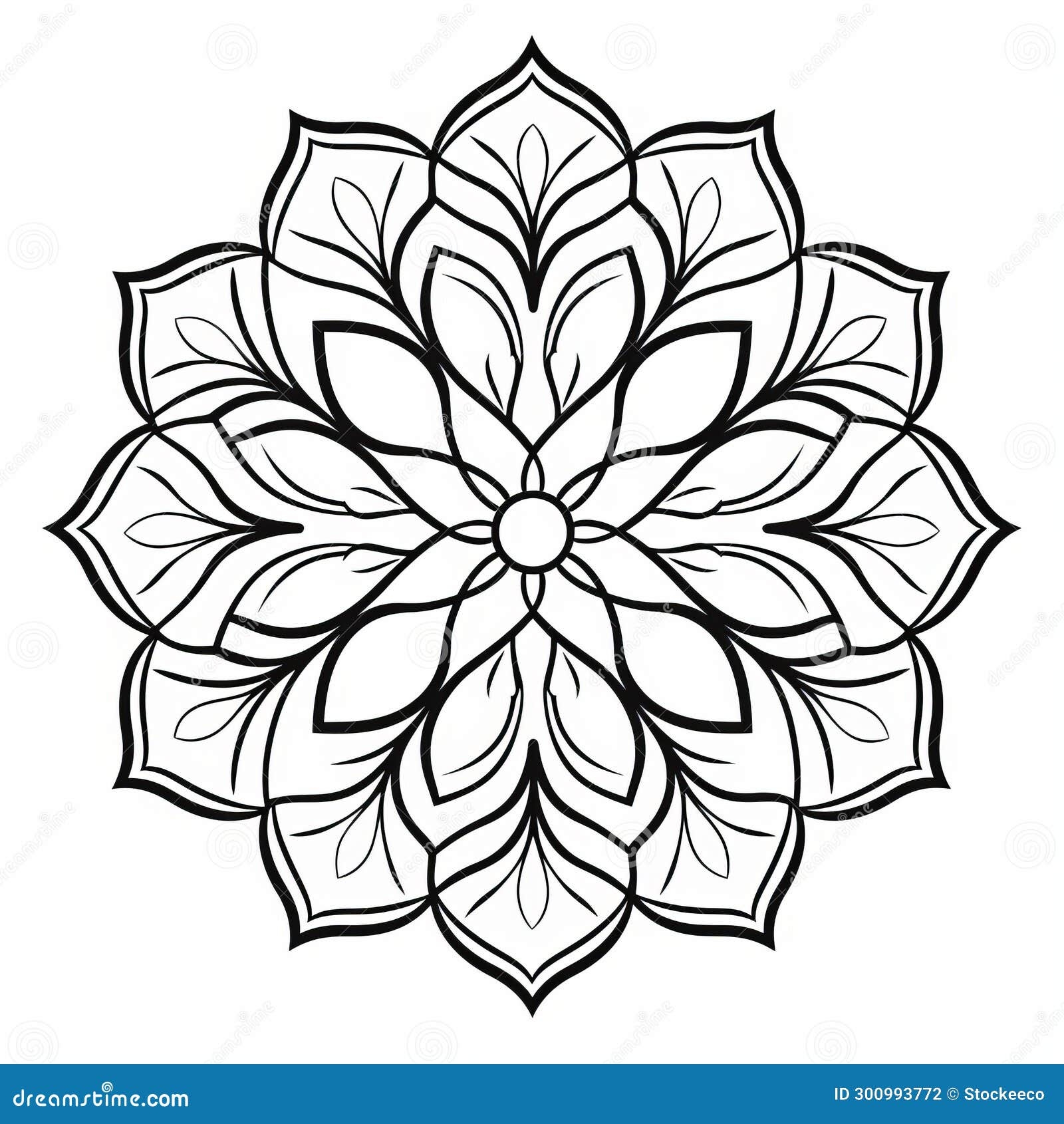 Printable Mandala Flower Design Coloring Pages Free And Intricate Stock Illustration Illustration Of Mandala Precisionist 300993772