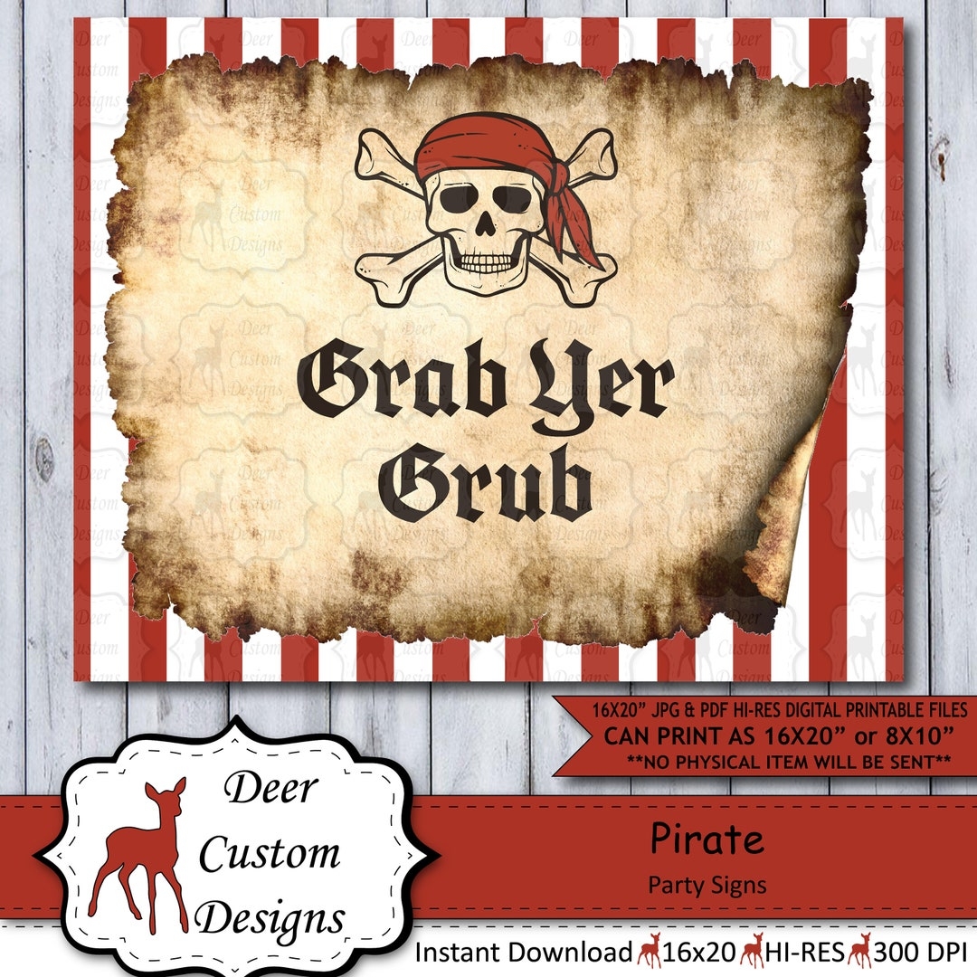 Printable Pirate Party Sign Instant Digital Download Pirate Party Poster Boy Birthday Pirate Party Decoration Printable Decor Etsy